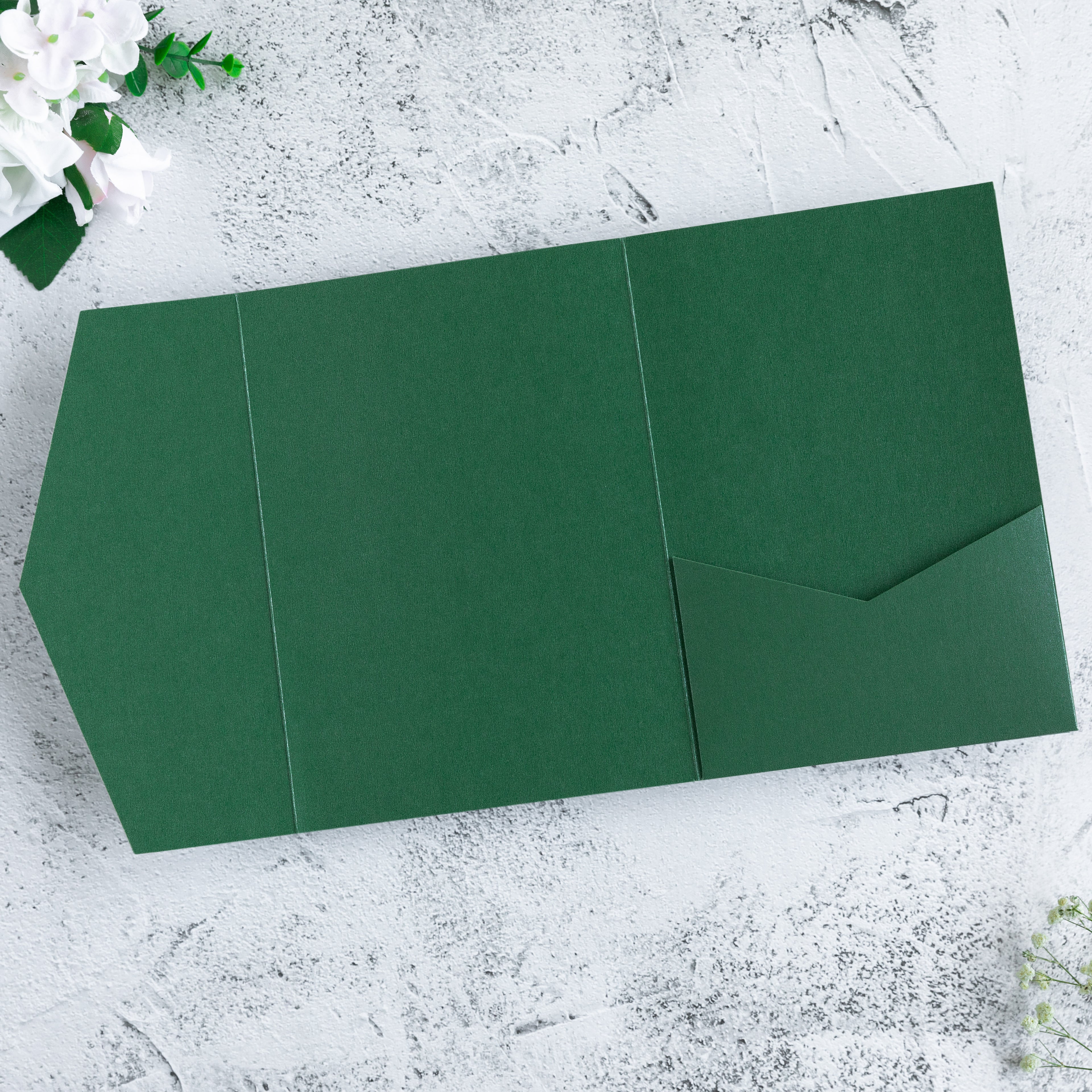 PONATIA 20 PCS Emerald Green Tri-fold Wedding Invitation Pockets for 5x7 Wedding Cards