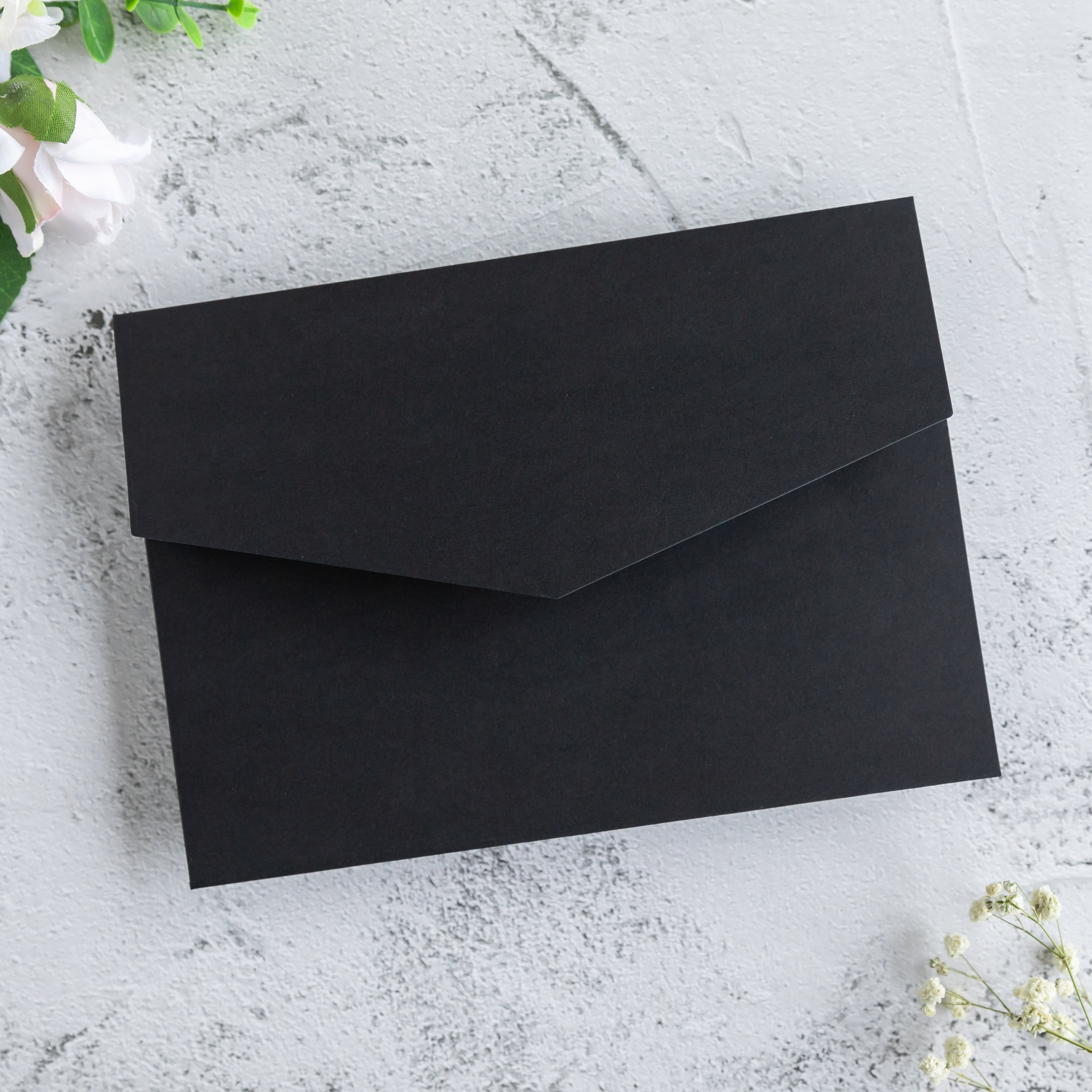 PONATIA 20 PCS Black Tri-fold Wedding Invitation Pockets for 5x7 Wedding Cards