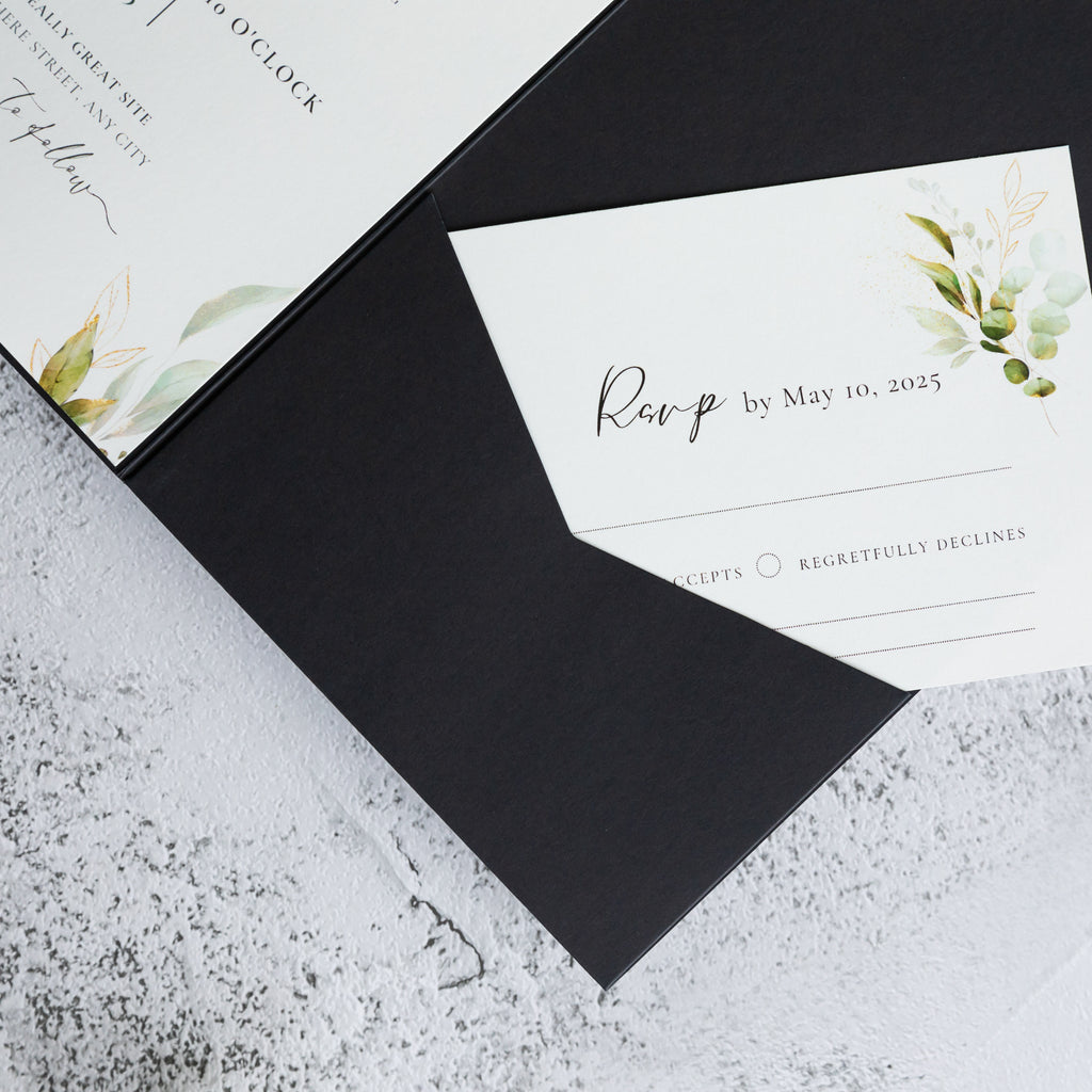 PONATIA 20 PCS Black Tri-fold Wedding Invitation Pockets for 5x7 Wedding Cards