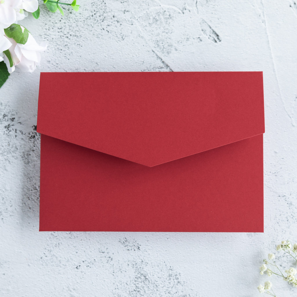 PONATIA 20 PCS Red Tri-fold Wedding Invitation Pockets for 5x7 Wedding Cards