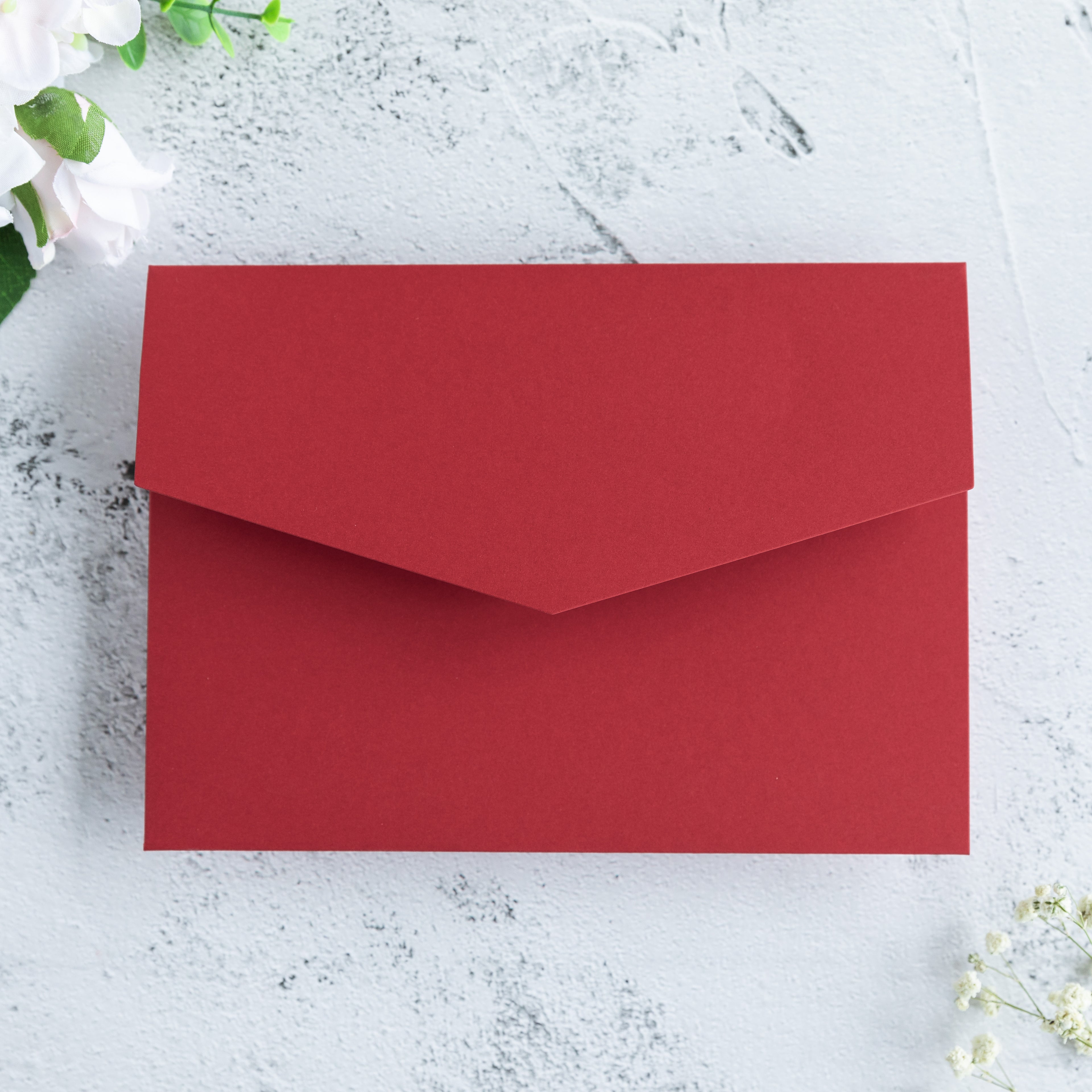 PONATIA 20 PCS Red Tri-fold Wedding Invitation Pockets for 5x7 Wedding Cards