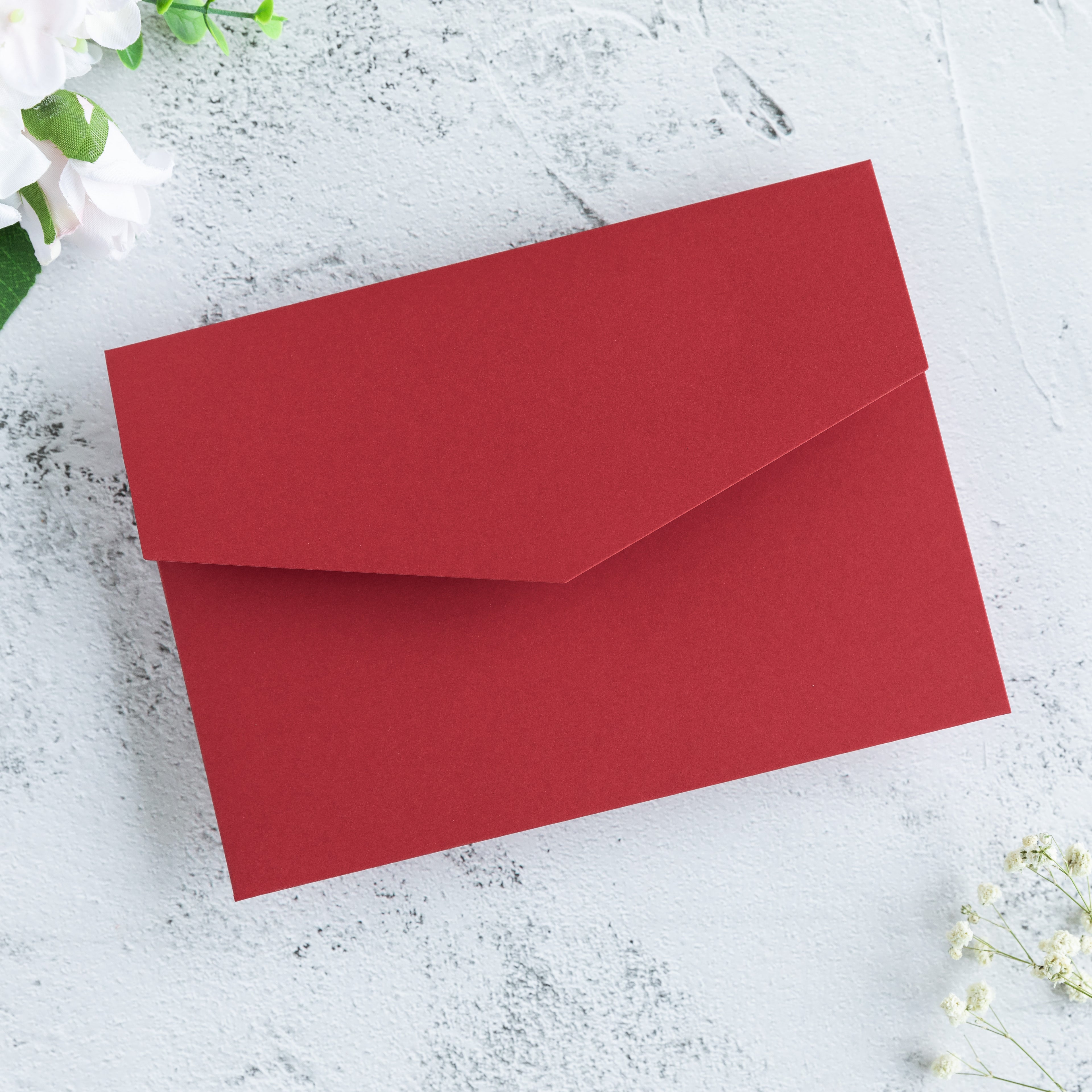 PONATIA 20 PCS Red Tri-fold Wedding Invitation Pockets for 5x7 Wedding Cards