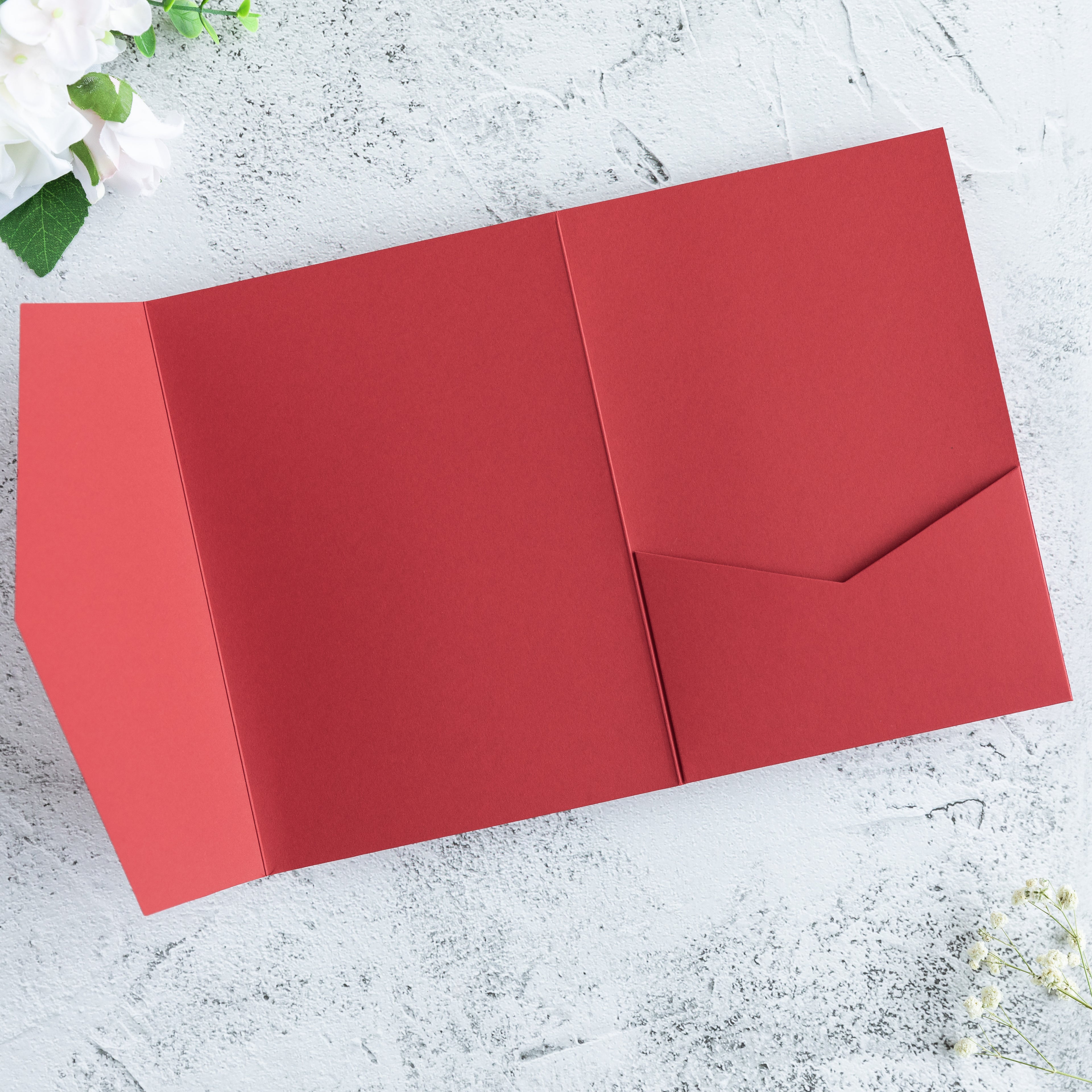 PONATIA 20 PCS Red Tri-fold Wedding Invitation Pockets for 5x7 Wedding Cards