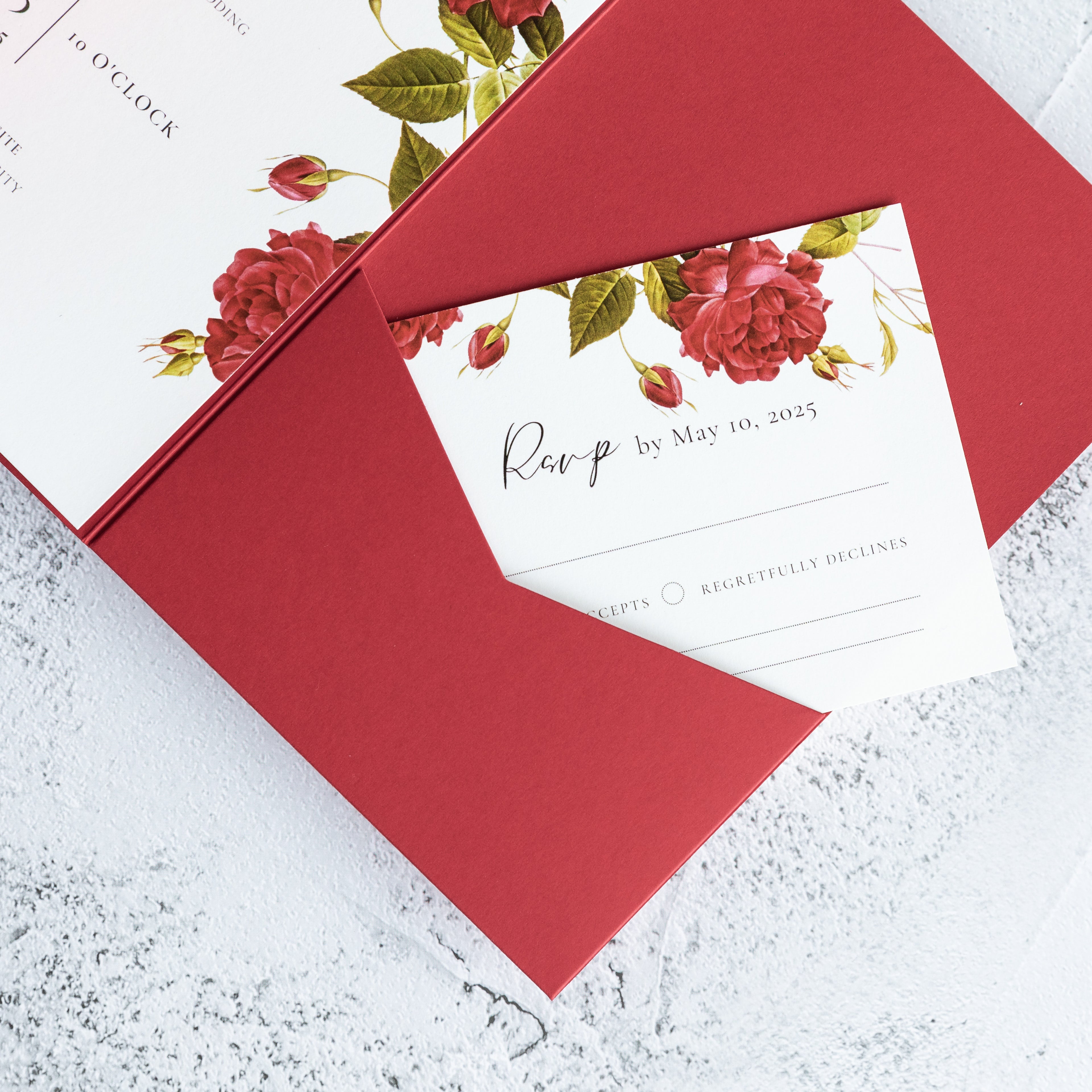 PONATIA 20 PCS Red Tri-fold Wedding Invitation Pockets for 5x7 Wedding Cards