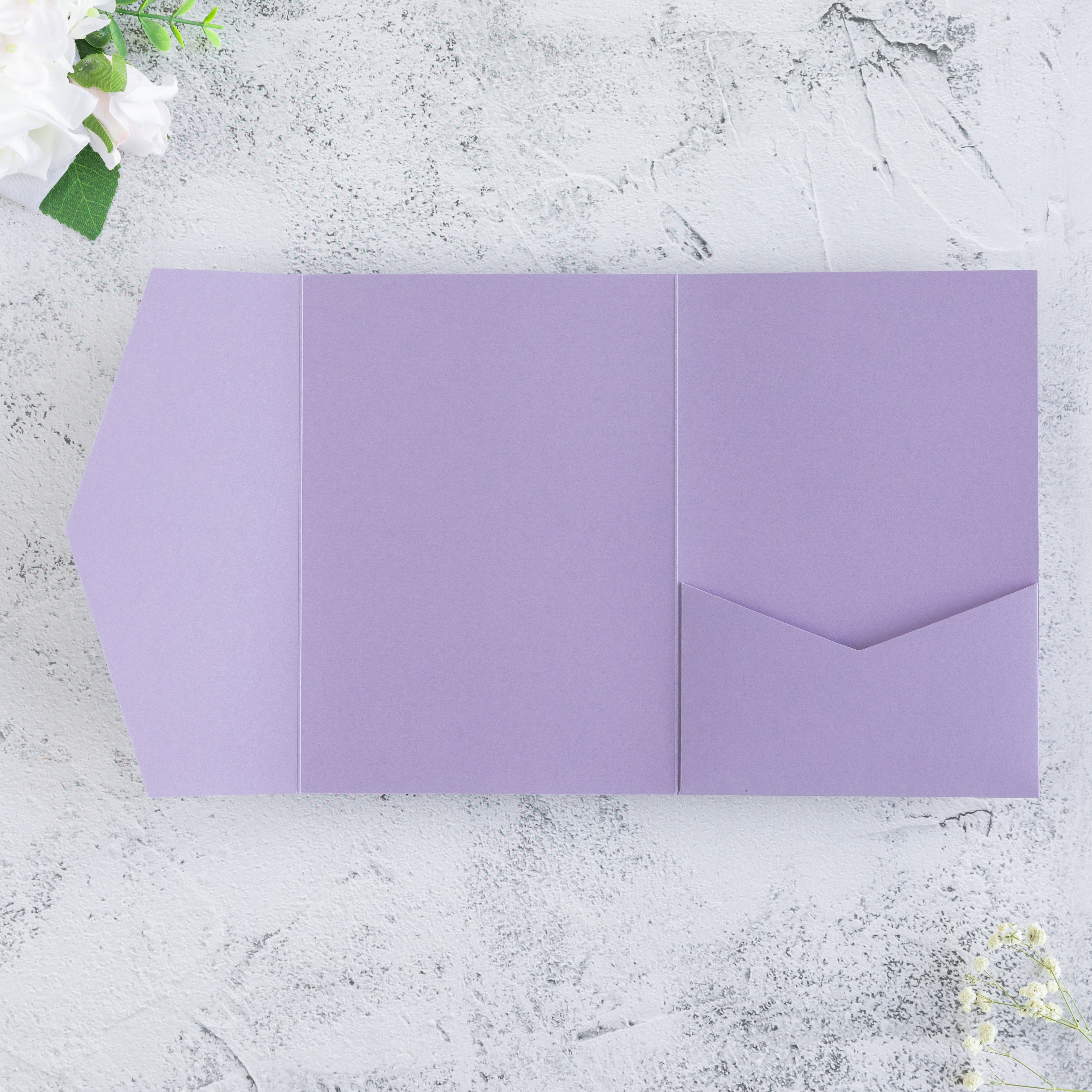 PONATIA 20 PCS Lilac Tri-fold Wedding Invitation Pockets for 5x7 Wedding Cards