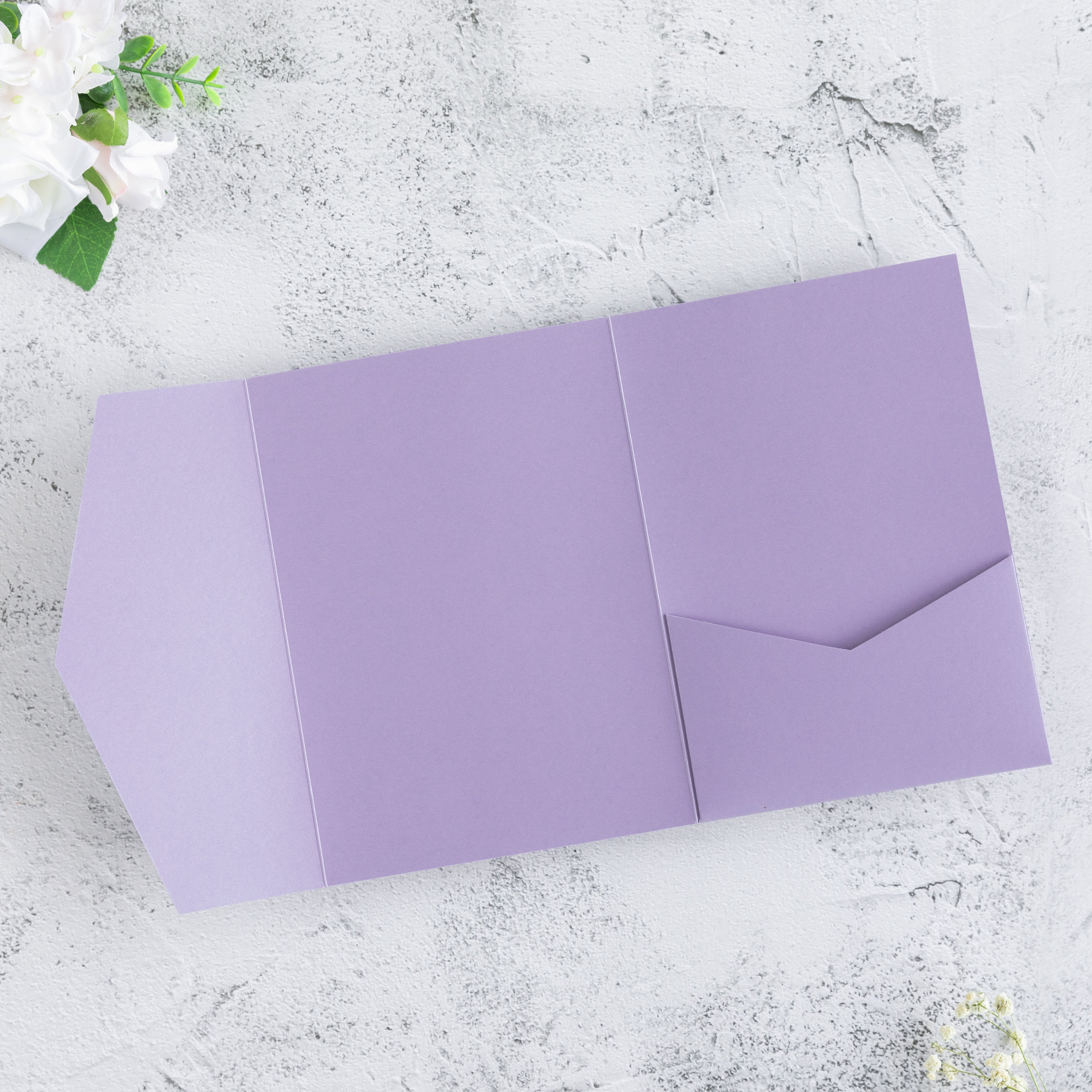 PONATIA 20 PCS Lilac Tri-fold Wedding Invitation Pockets for 5x7 Wedding Cards