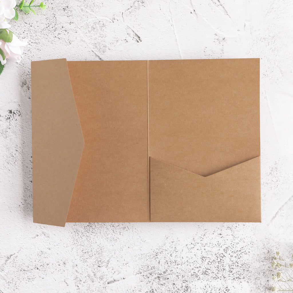 PONATIA 20 PCS Ivory Tri-fold Wedding Invitation Pockets for 5x7 Wedding Cards