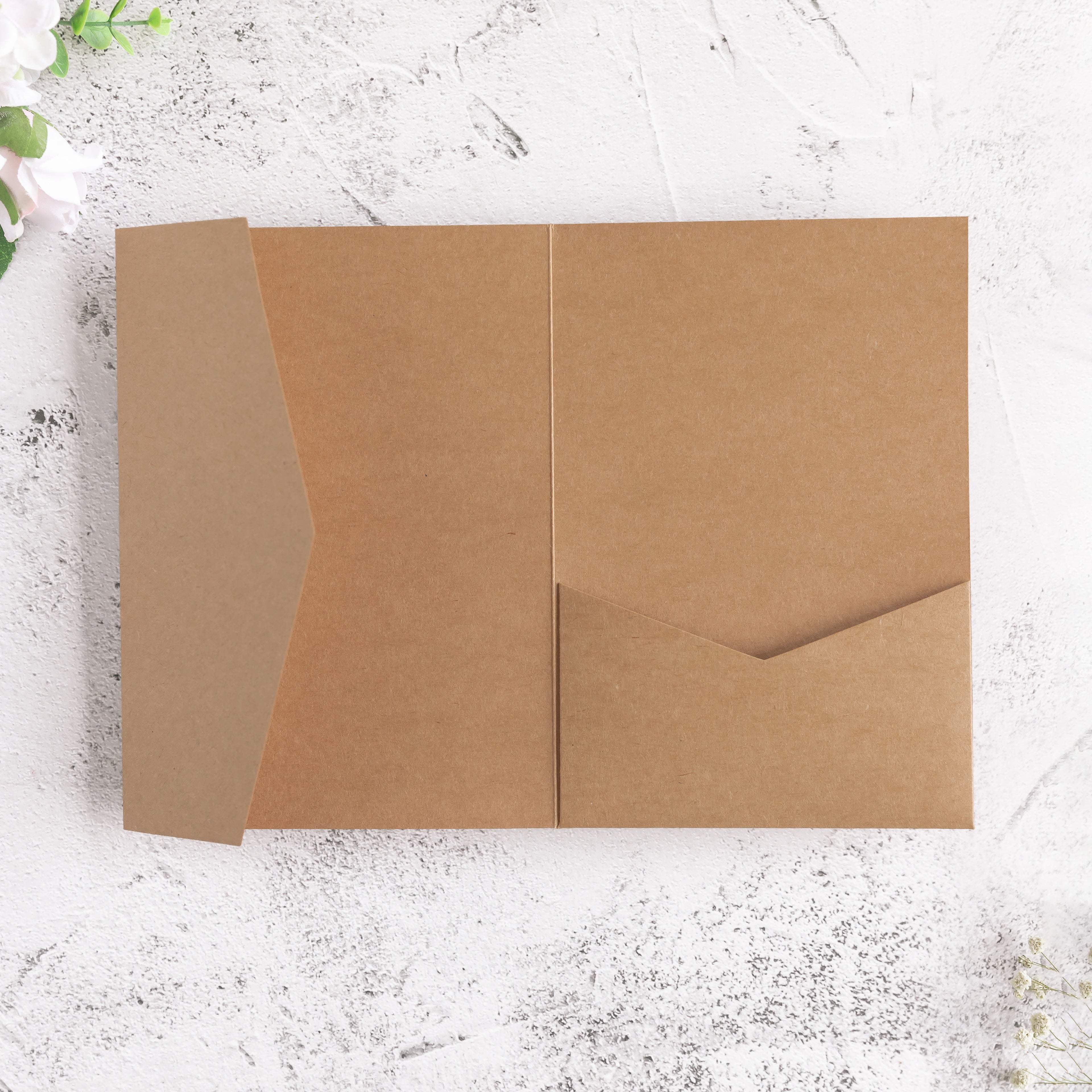 PONATIA 20 PCS Ivory Tri-fold Wedding Invitation Pockets for 5x7 Wedding Cards