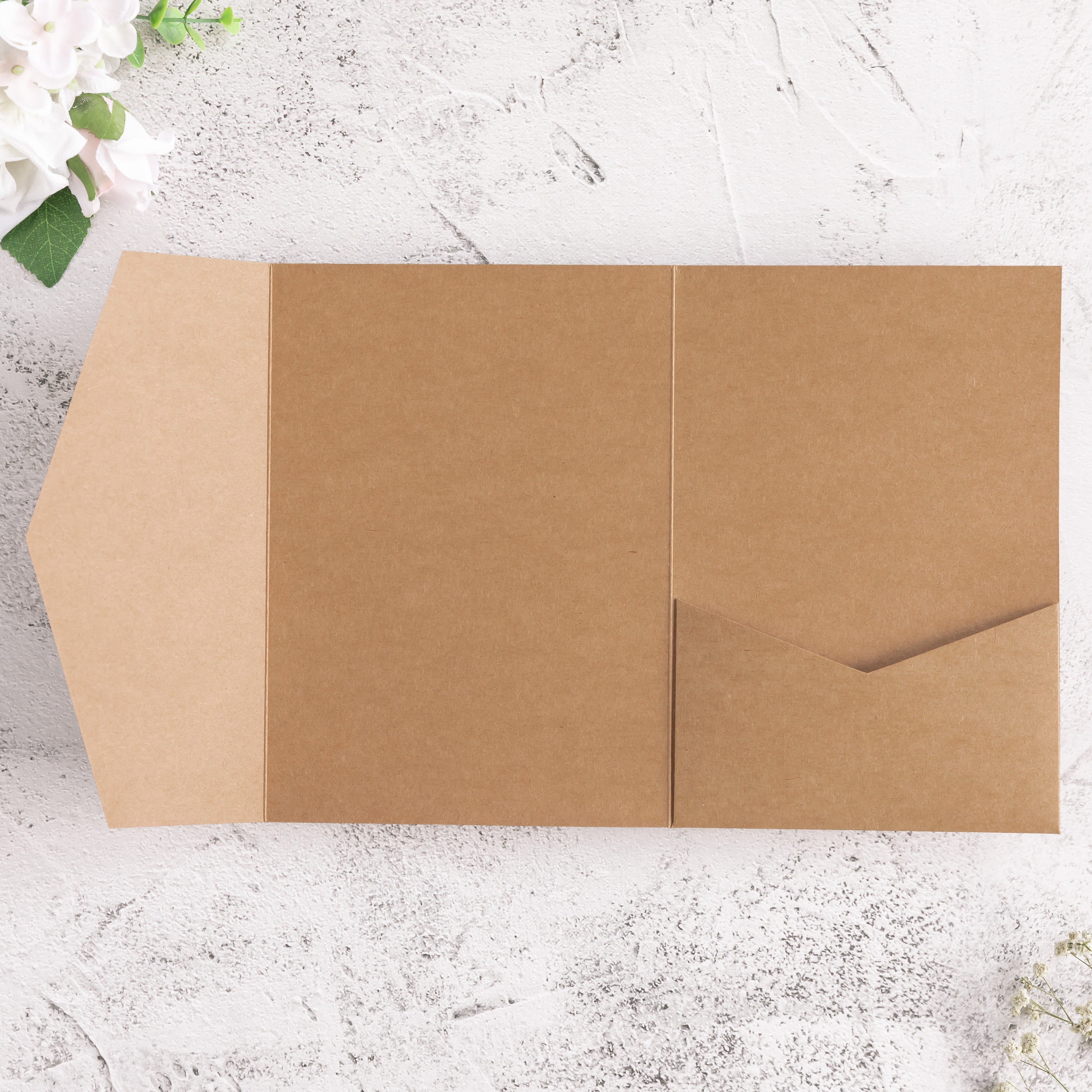 PONATIA 20 PCS Ivory Tri-fold Wedding Invitation Pockets for 5x7 Wedding Cards