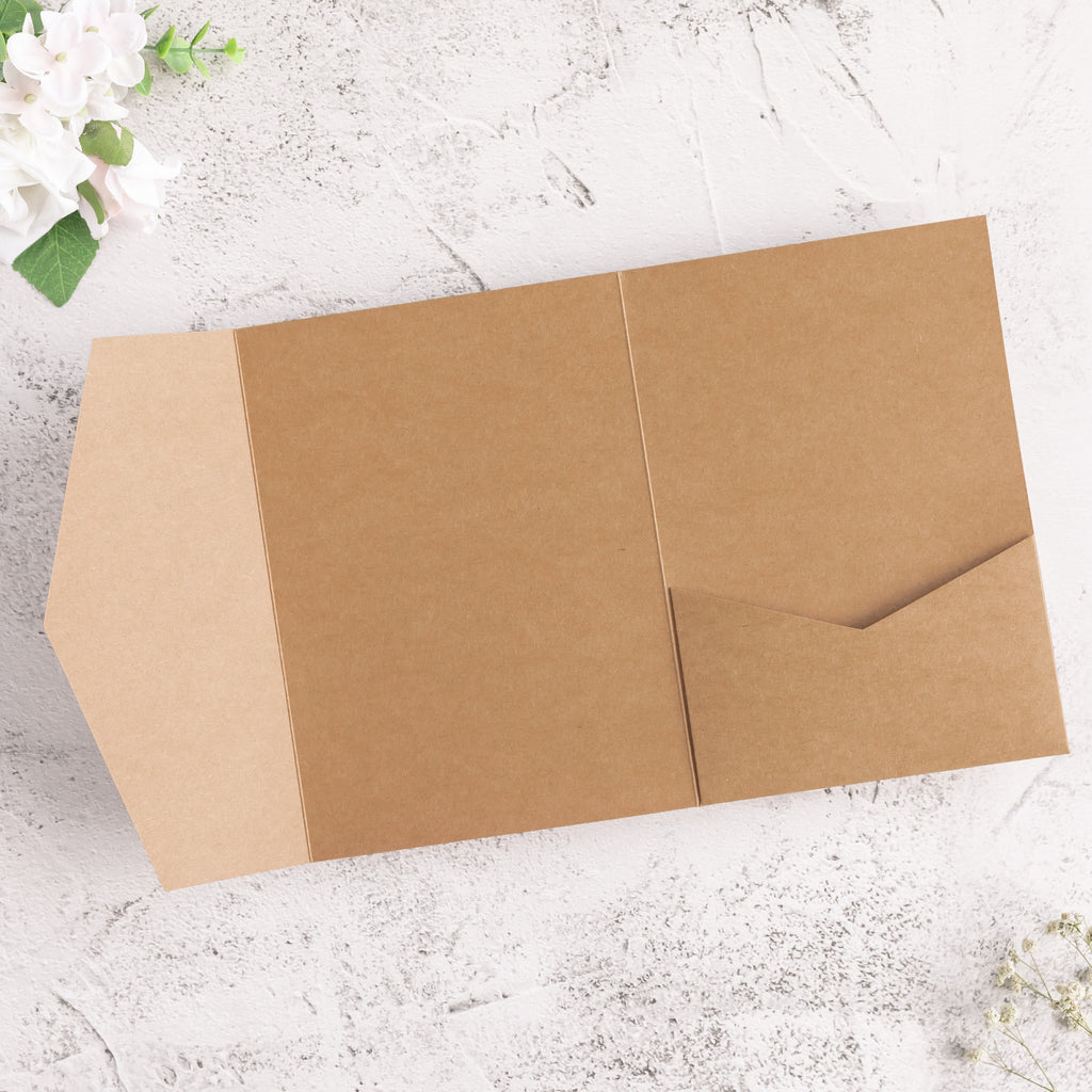 PONATIA 20 PCS Ivory Tri-fold Wedding Invitation Pockets for 5x7 Wedding Cards