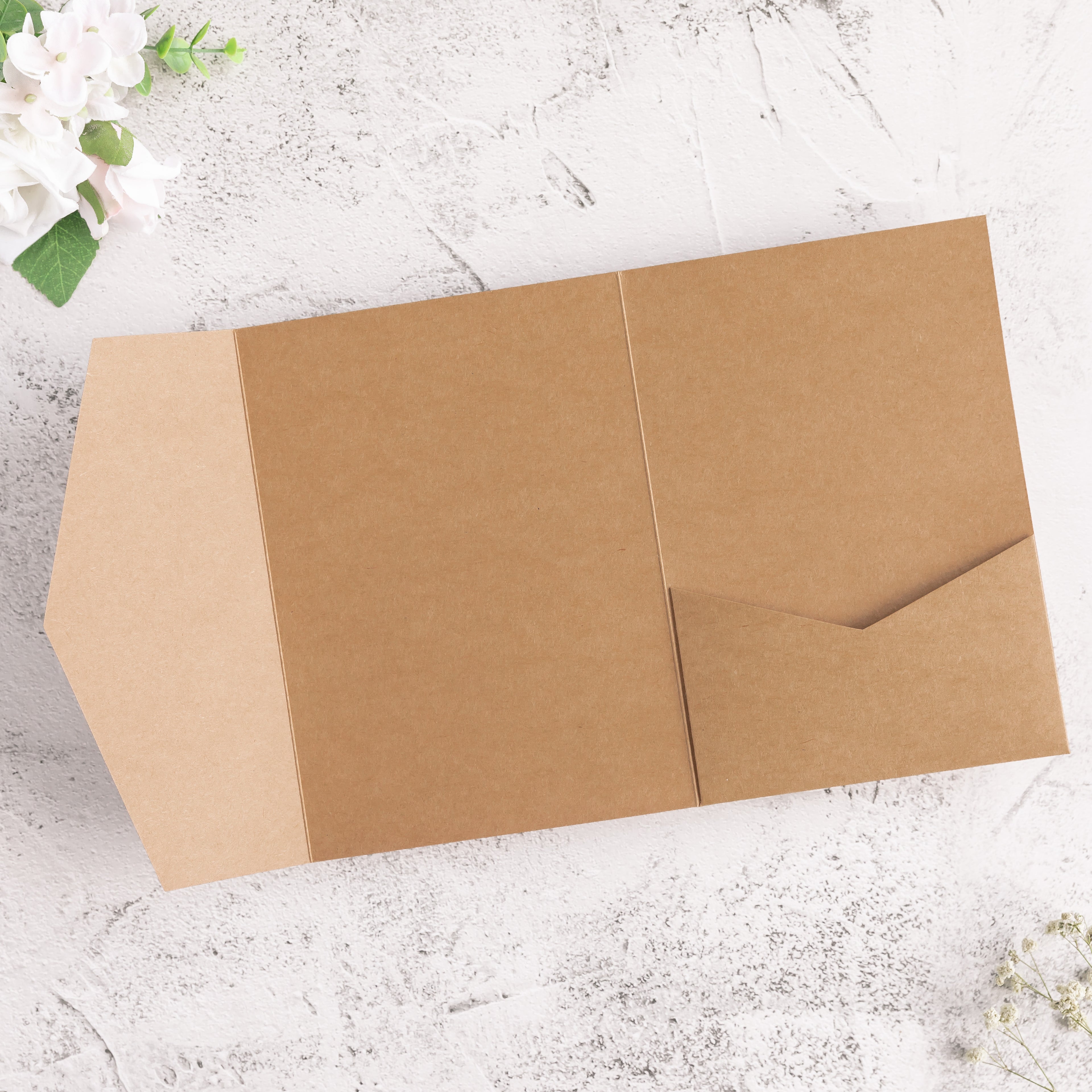 PONATIA 20 PCS Ivory Tri-fold Wedding Invitation Pockets for 5x7 Wedding Cards