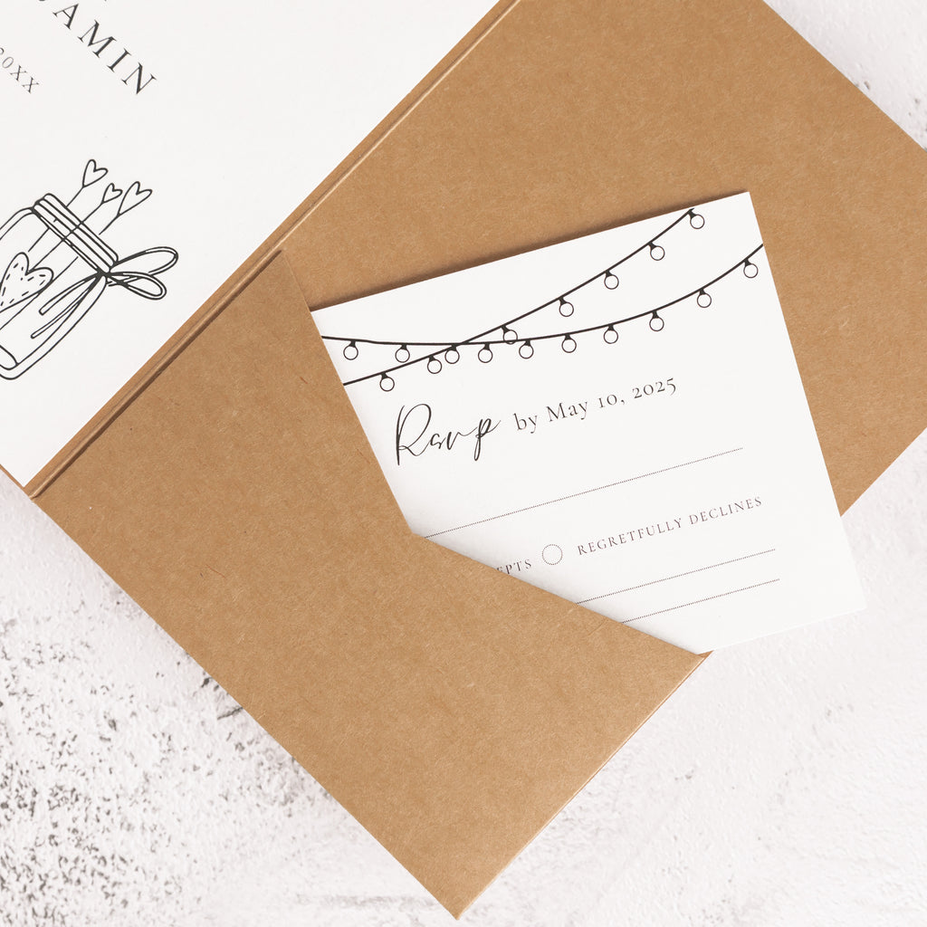 PONATIA 20 PCS Ivory Tri-fold Wedding Invitation Pockets for 5x7 Wedding Cards