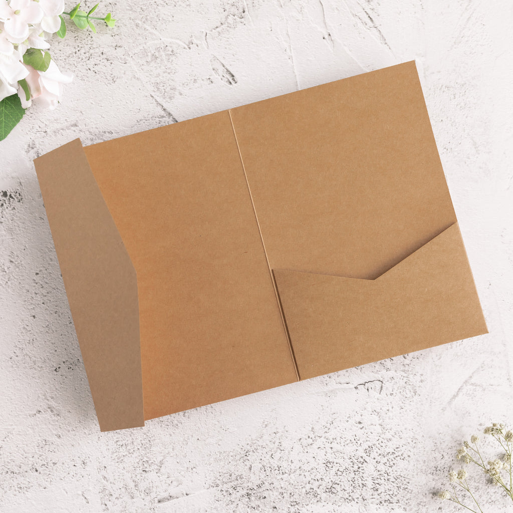 PONATIA 20 PCS Ivory Tri-fold Wedding Invitation Pockets for 5x7 Wedding Cards