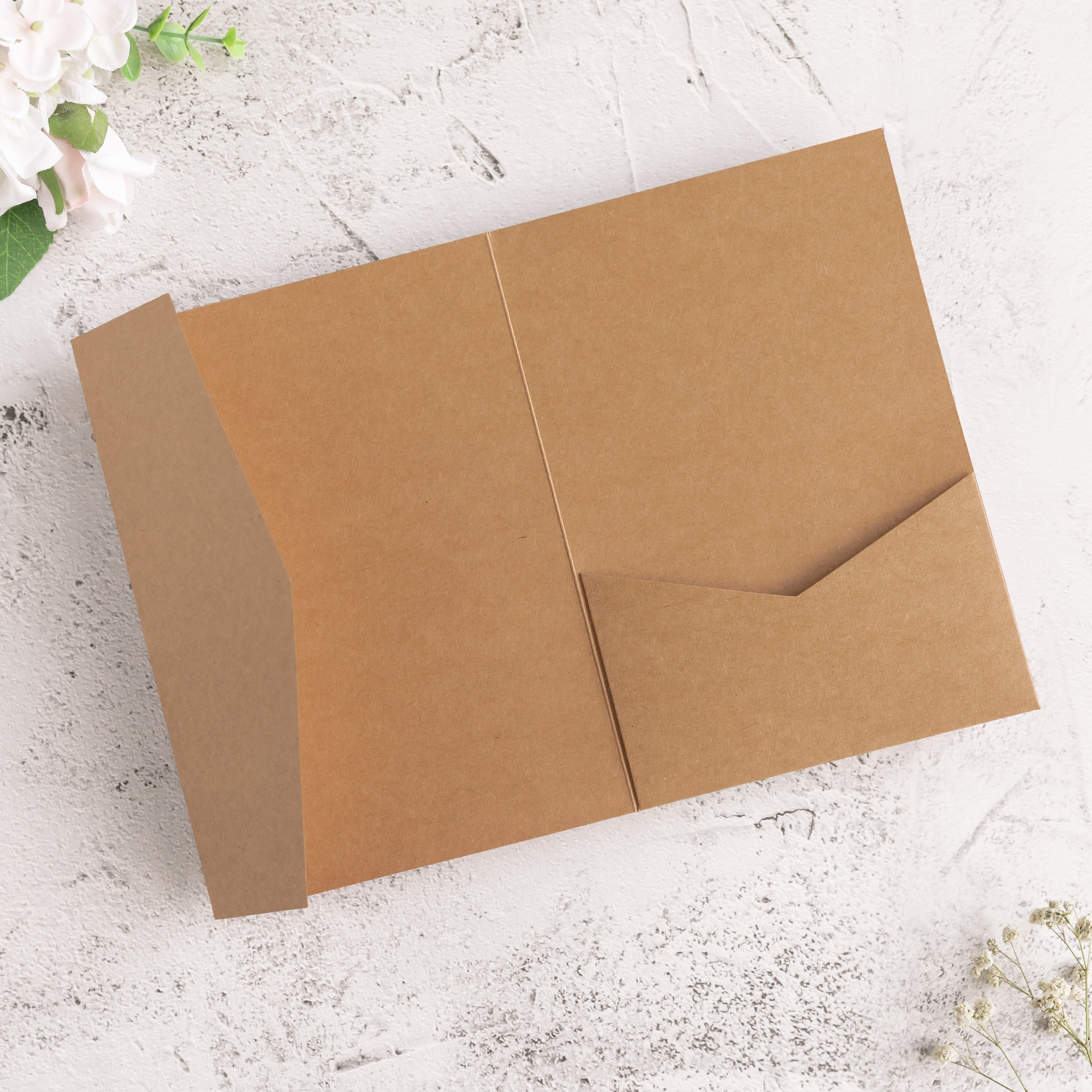 PONATIA 20 PCS Ivory Tri-fold Wedding Invitation Pockets for 5x7 Wedding Cards