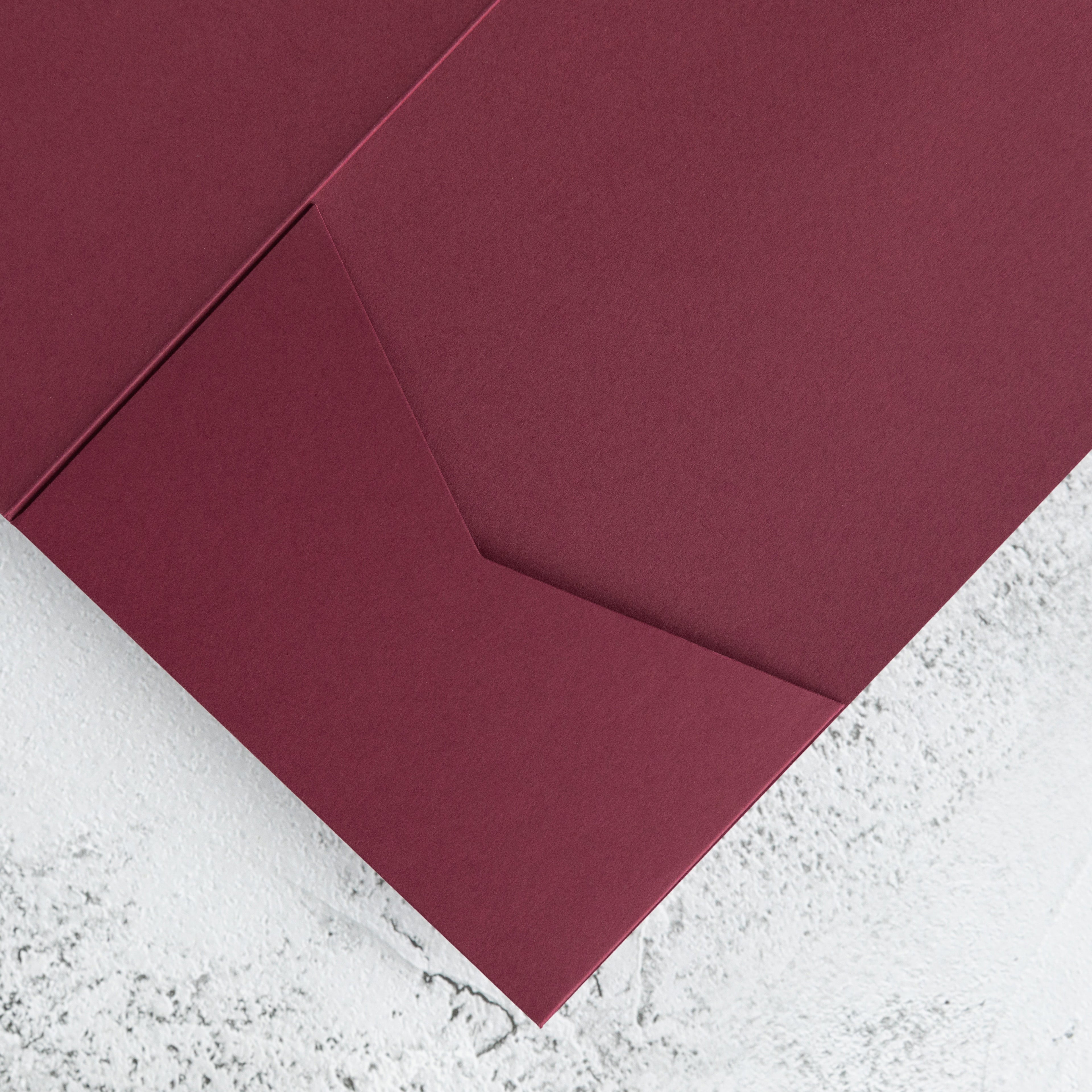 PONATIA 20 PCS Burgundy Tri-fold Wedding Invitation Pockets for 5x7 Wedding Cards