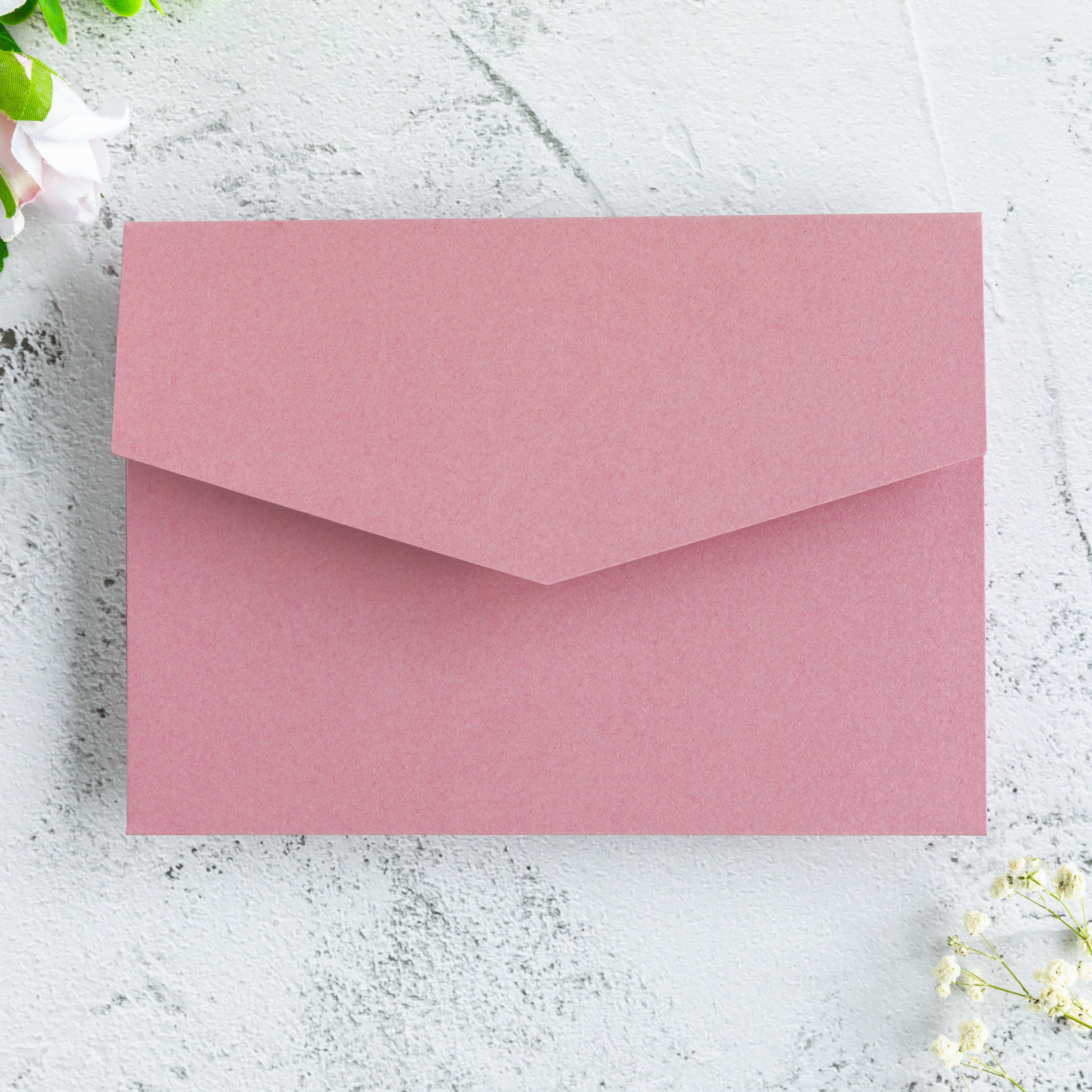 PONATIA 20 PCS Dusty Rose Tri-fold Wedding Invitation Pockets for 5x7 Wedding Cards