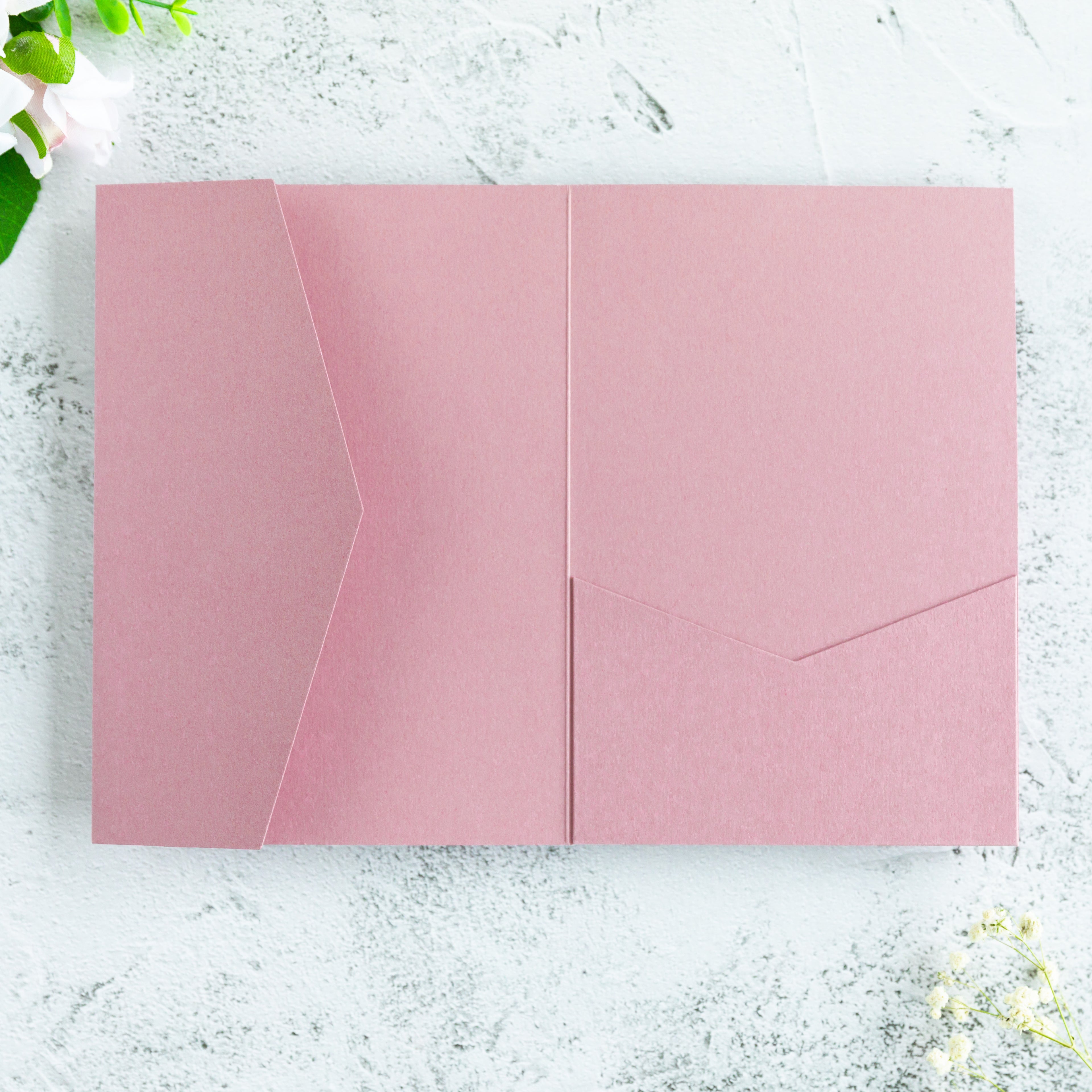 PONATIA 20 PCS Dusty Rose Tri-fold Wedding Invitation Pockets for 5x7 Wedding Cards