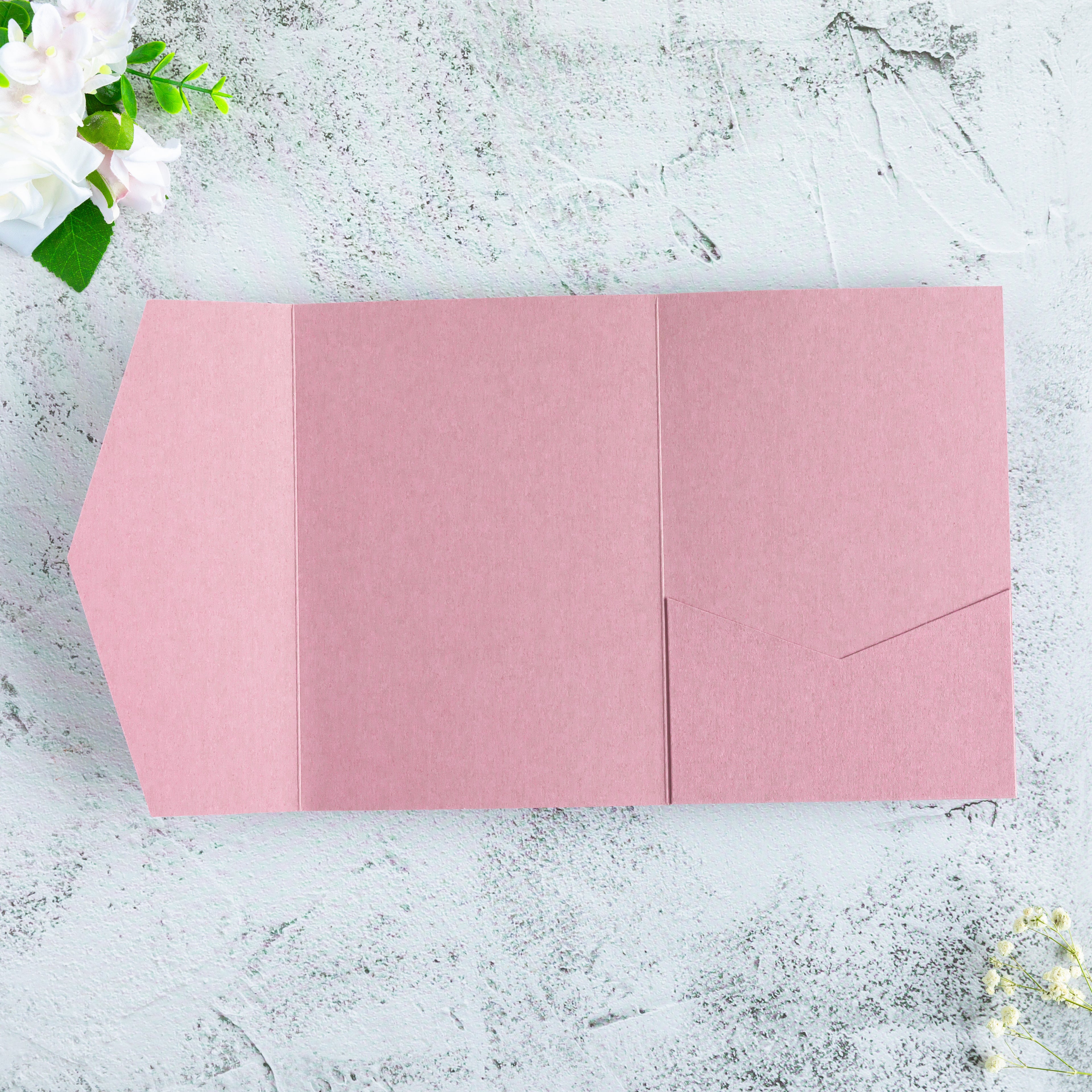 PONATIA 20 PCS Dusty Rose Tri-fold Wedding Invitation Pockets for 5x7 Wedding Cards