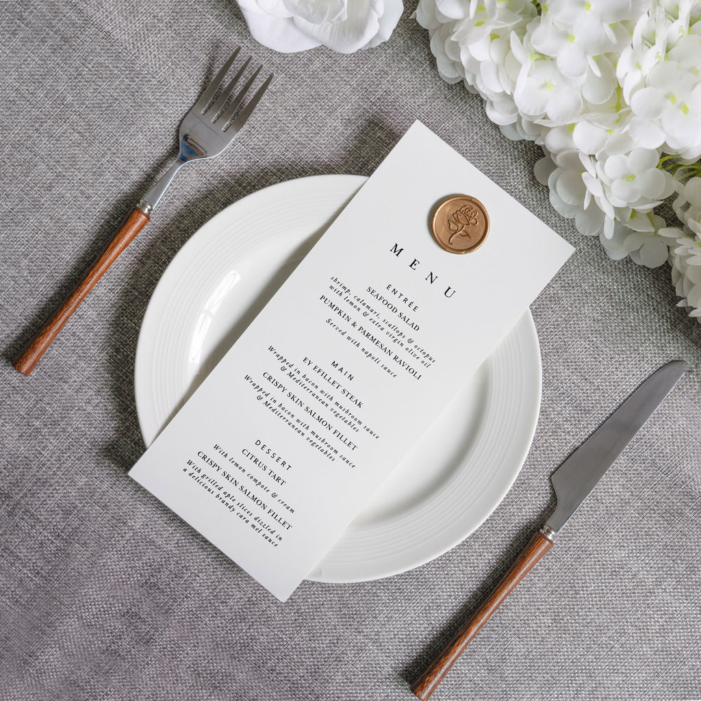 PONATIA White Paper Wedding Menu