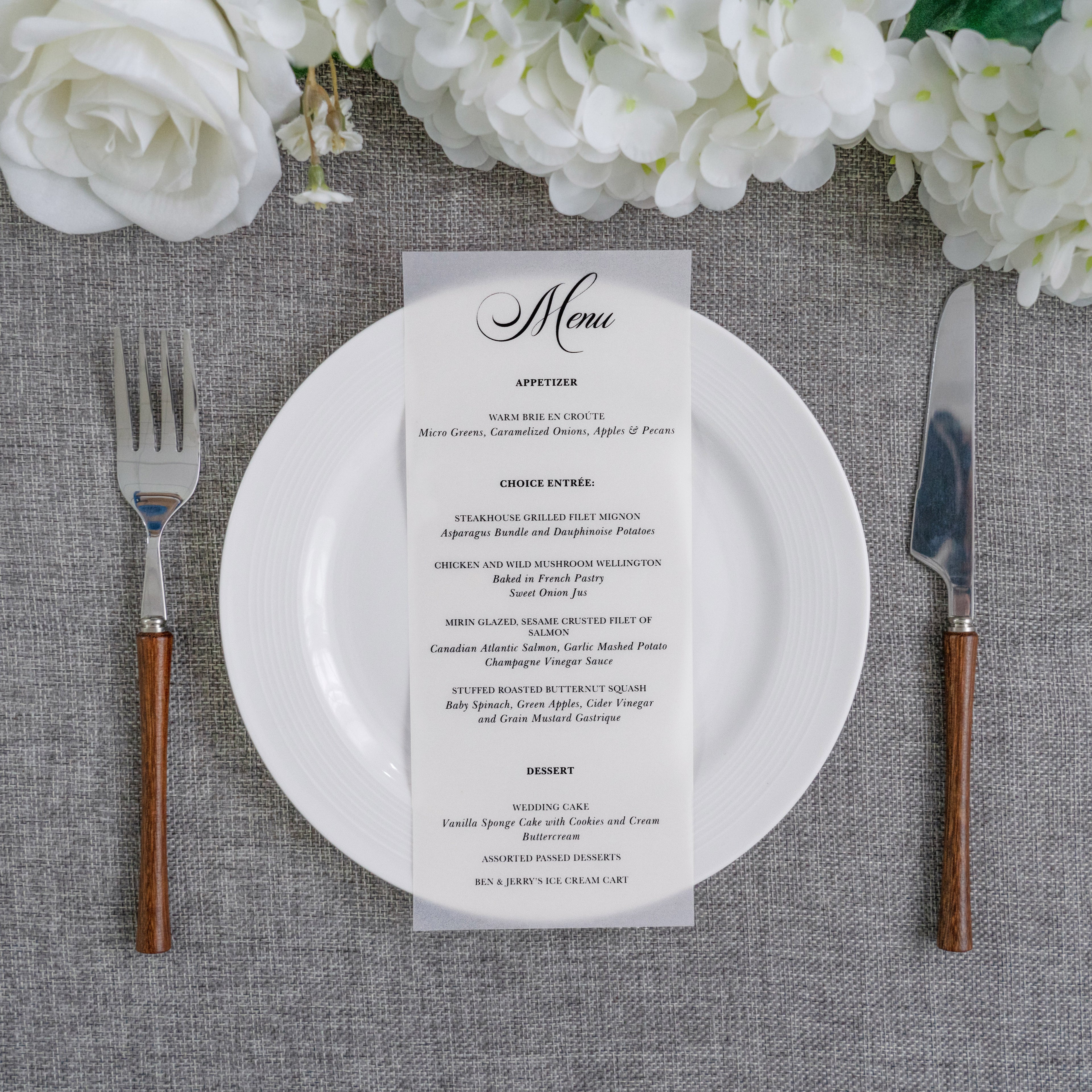 PONATIA Vellum Wedding Menu