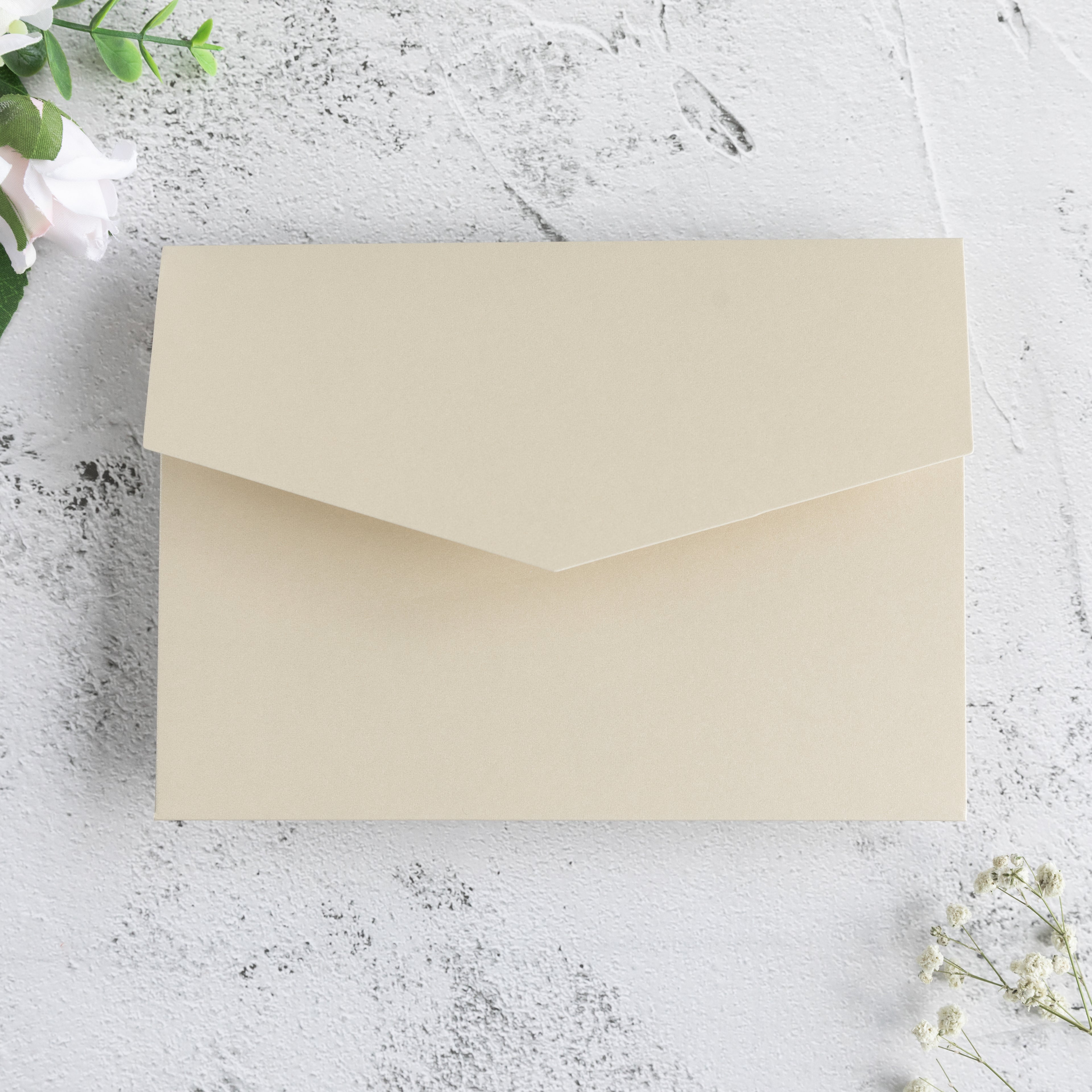 PONATIA 20 PCS Champagne Tri-fold Wedding Invitation Pockets for 5x7 Wedding Cards