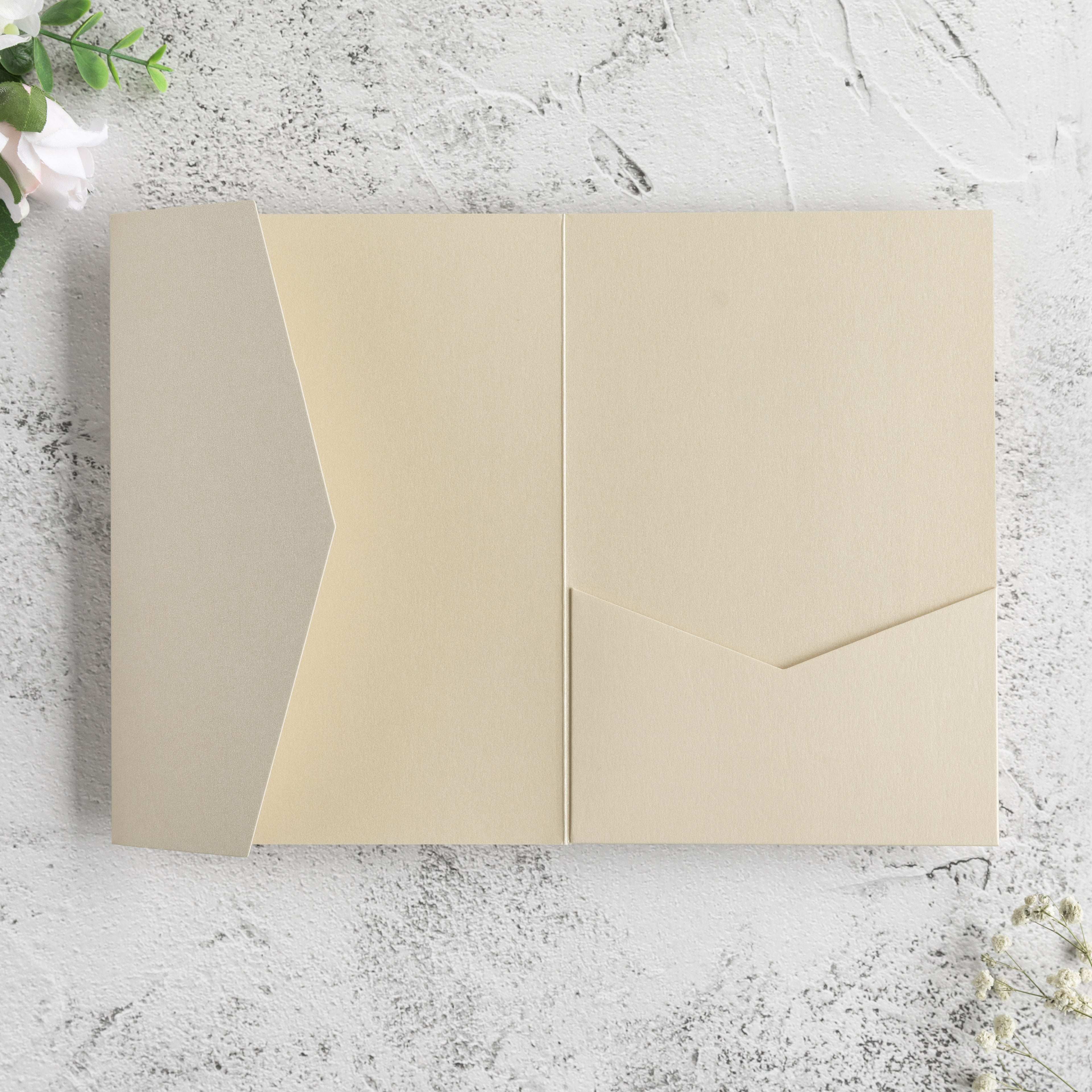 PONATIA 20 PCS Champagne Tri-fold Wedding Invitation Pockets for 5x7 Wedding Cards