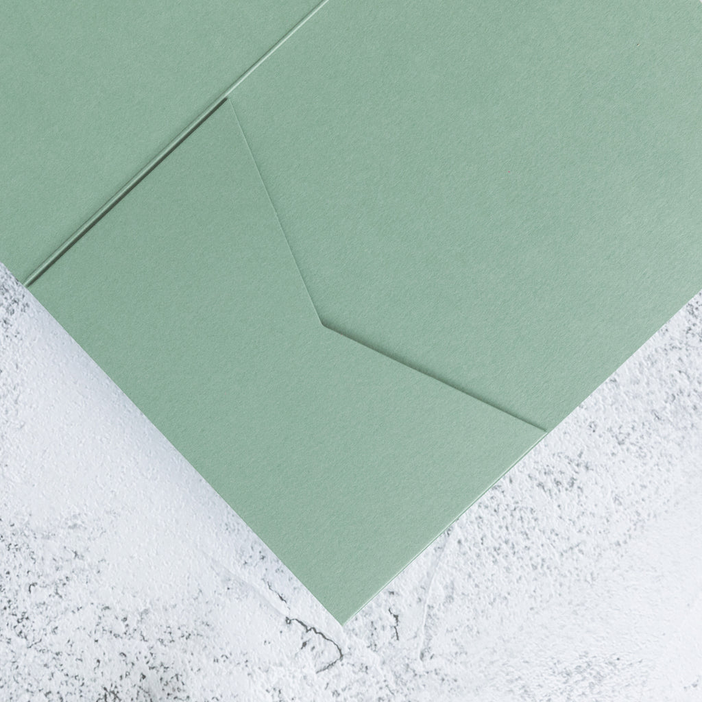 PONATIA 20 PCS Sage Green Tri-fold Wedding Invitation Pockets for 5x7 Wedding Cards