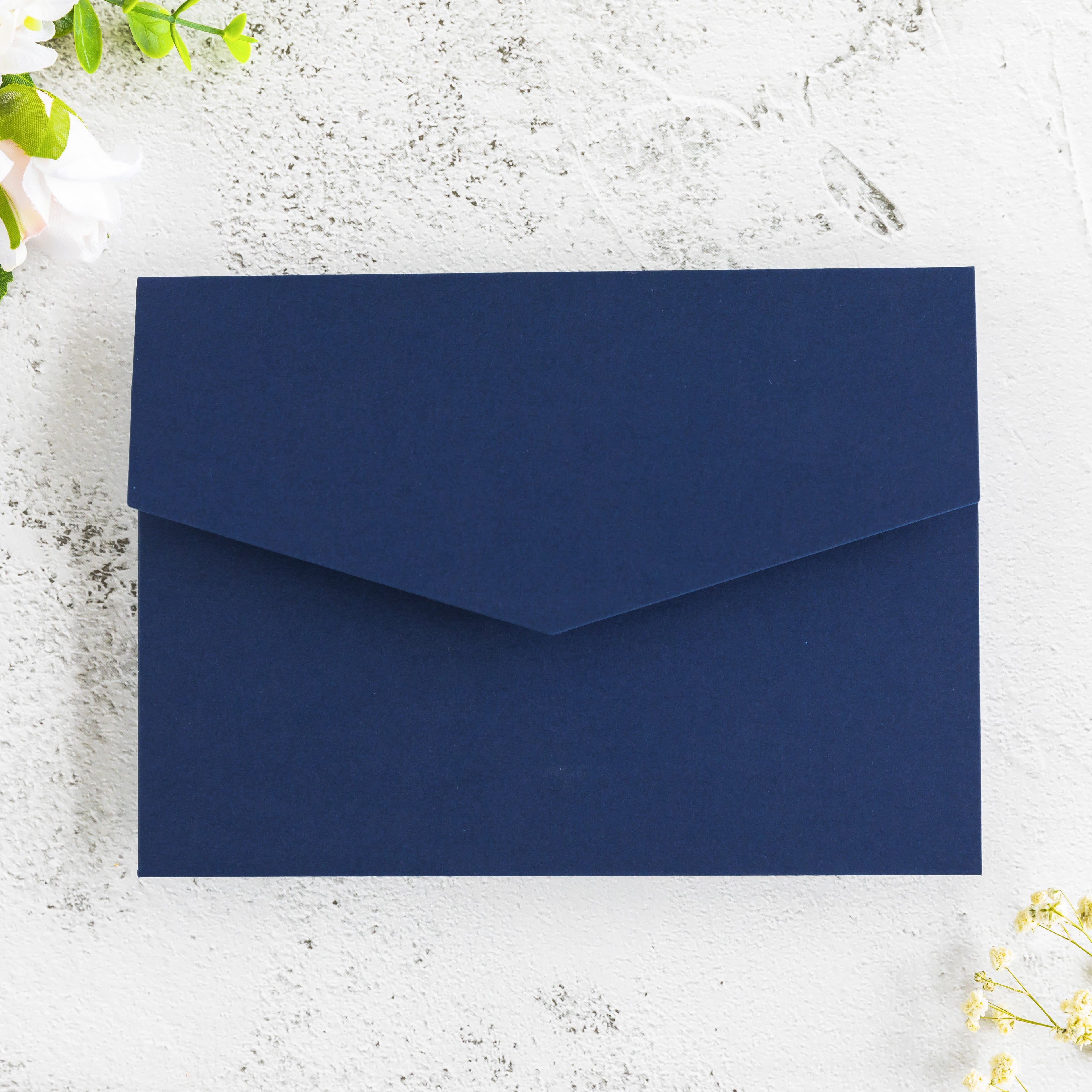 PONATIA 20 PCS Navy Blue Tri-fold Wedding Invitation Pockets for 5x7 Wedding Cards