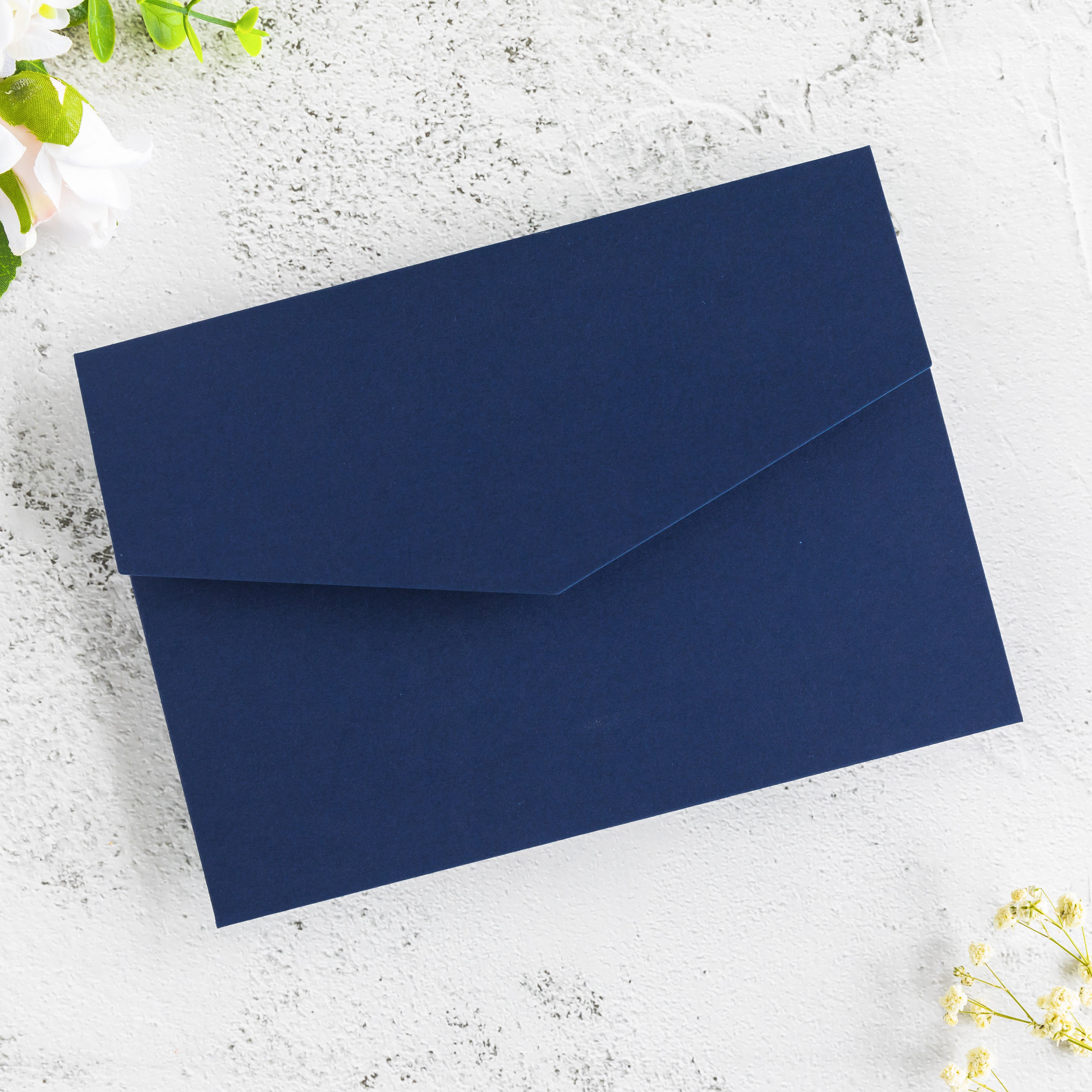 PONATIA 20 PCS Navy Blue Tri-fold Wedding Invitation Pockets for 5x7 Wedding Cards