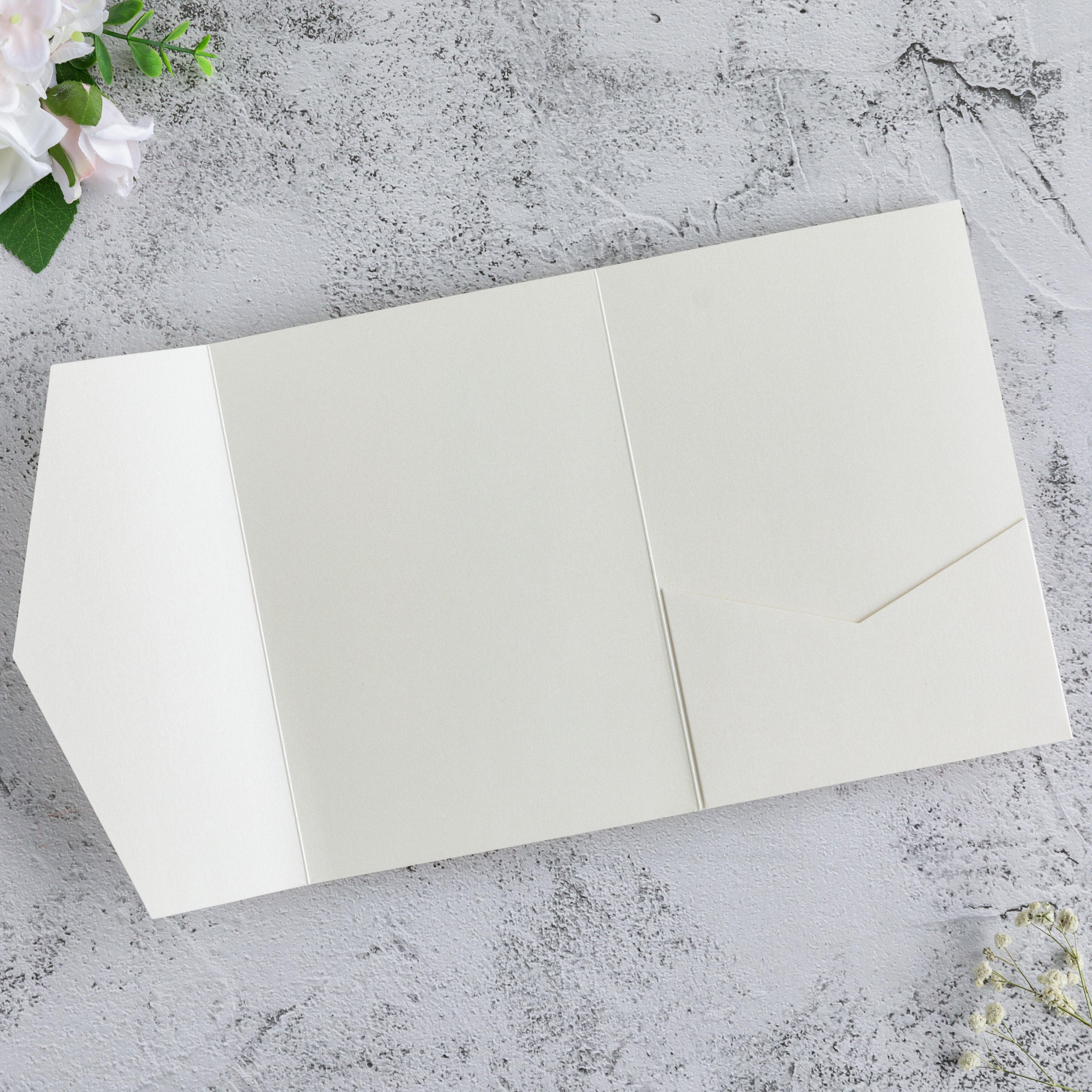 PONATIA 20 PCS Ivory Tri-fold Wedding Invitation Pockets for 5x7 Wedding Cards