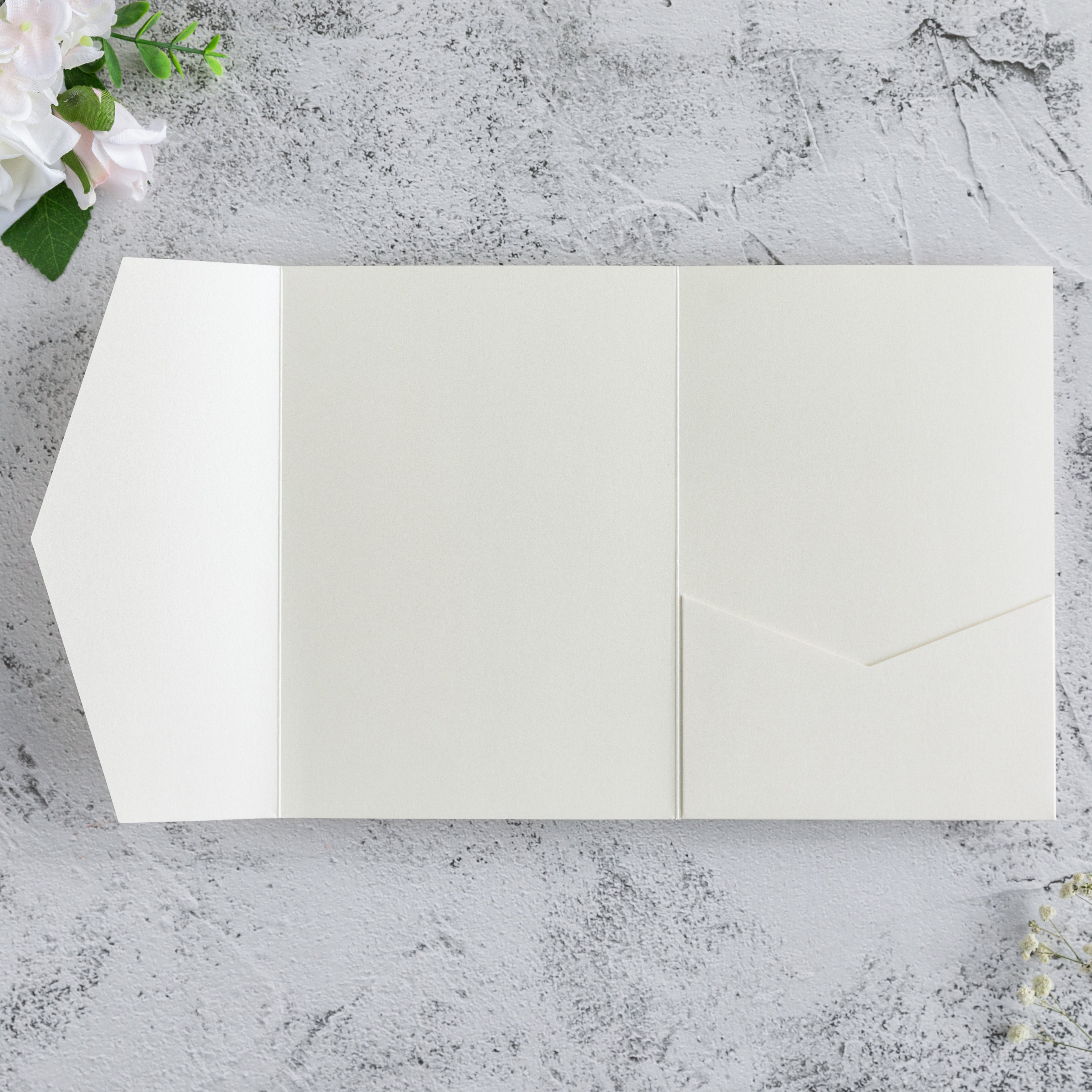 PONATIA 20 PCS Ivory Tri-fold Wedding Invitation Pockets for 5x7 Wedding Cards