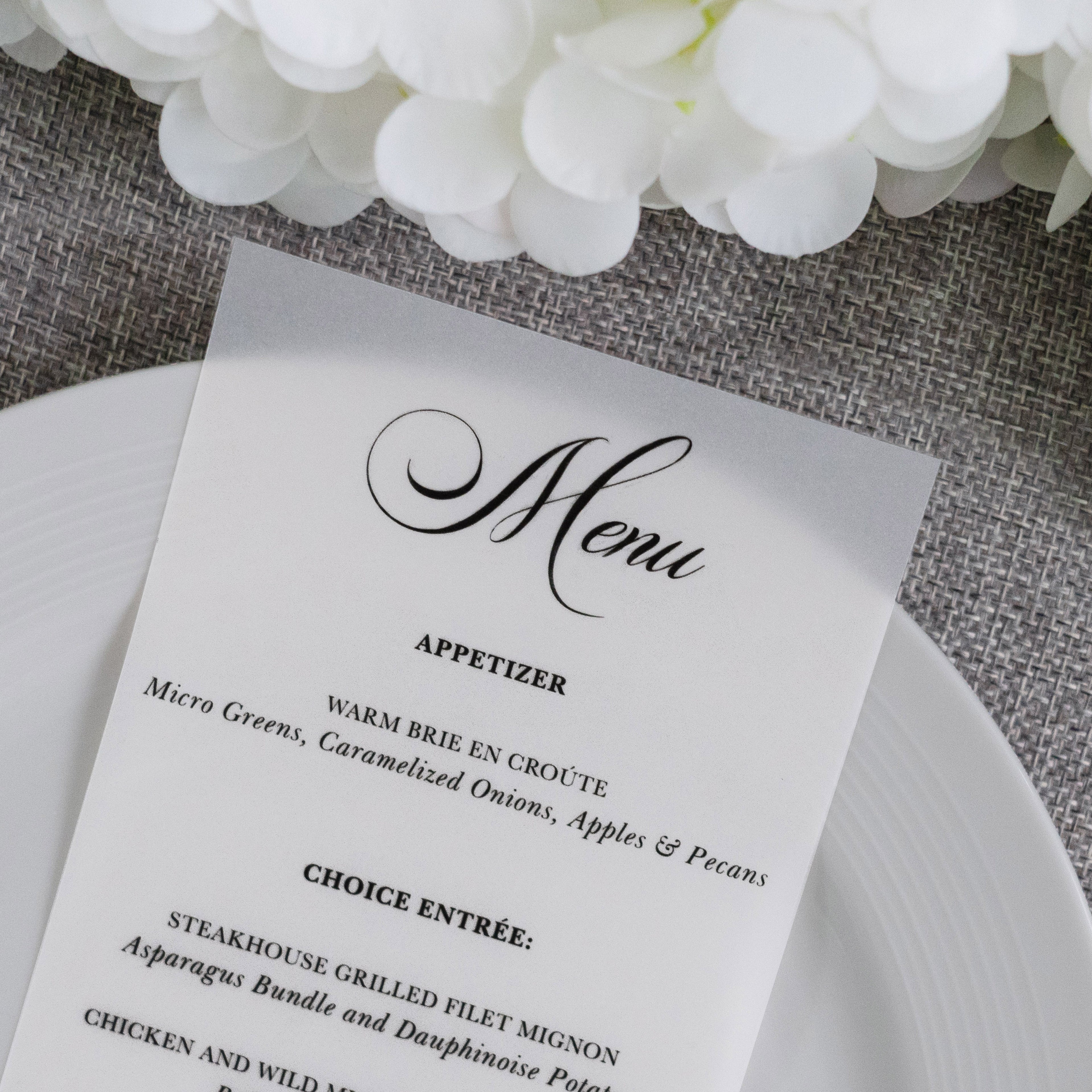 PONATIA Vellum Wedding Menu