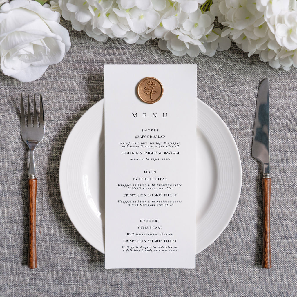 PONATIA White Paper Wedding Menu