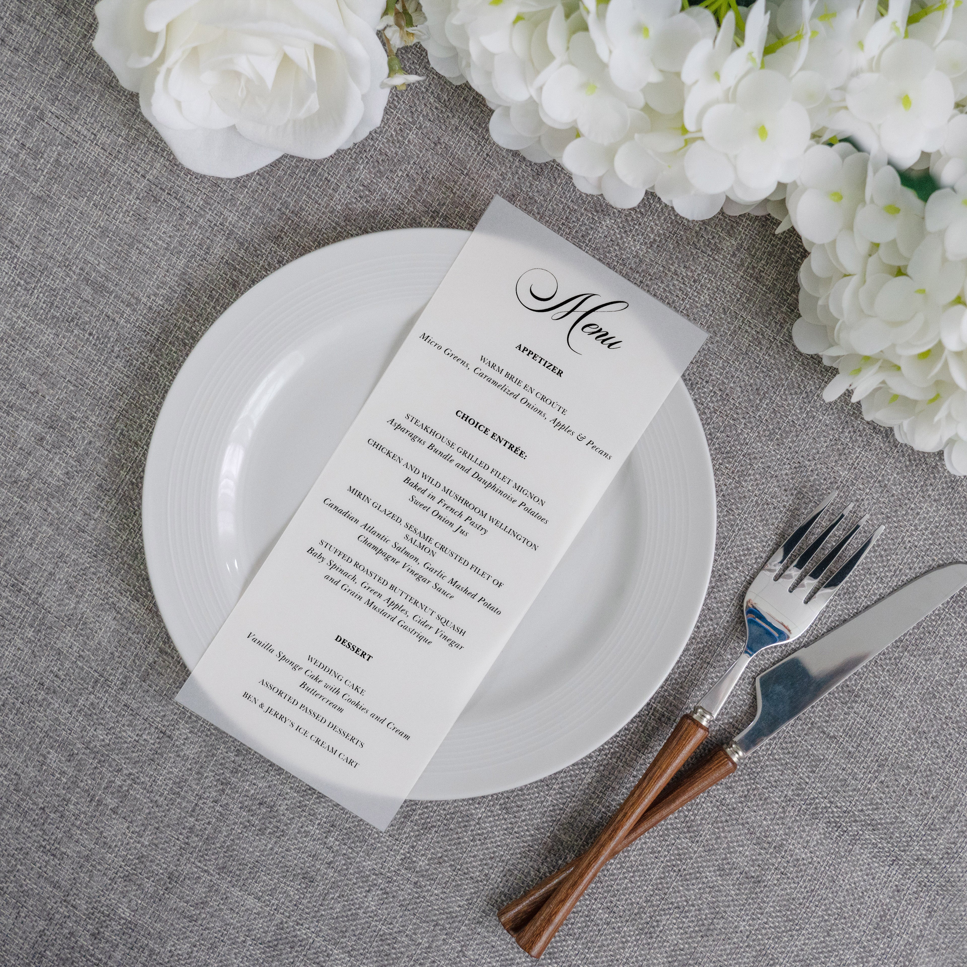 PONATIA Vellum Wedding Menu
