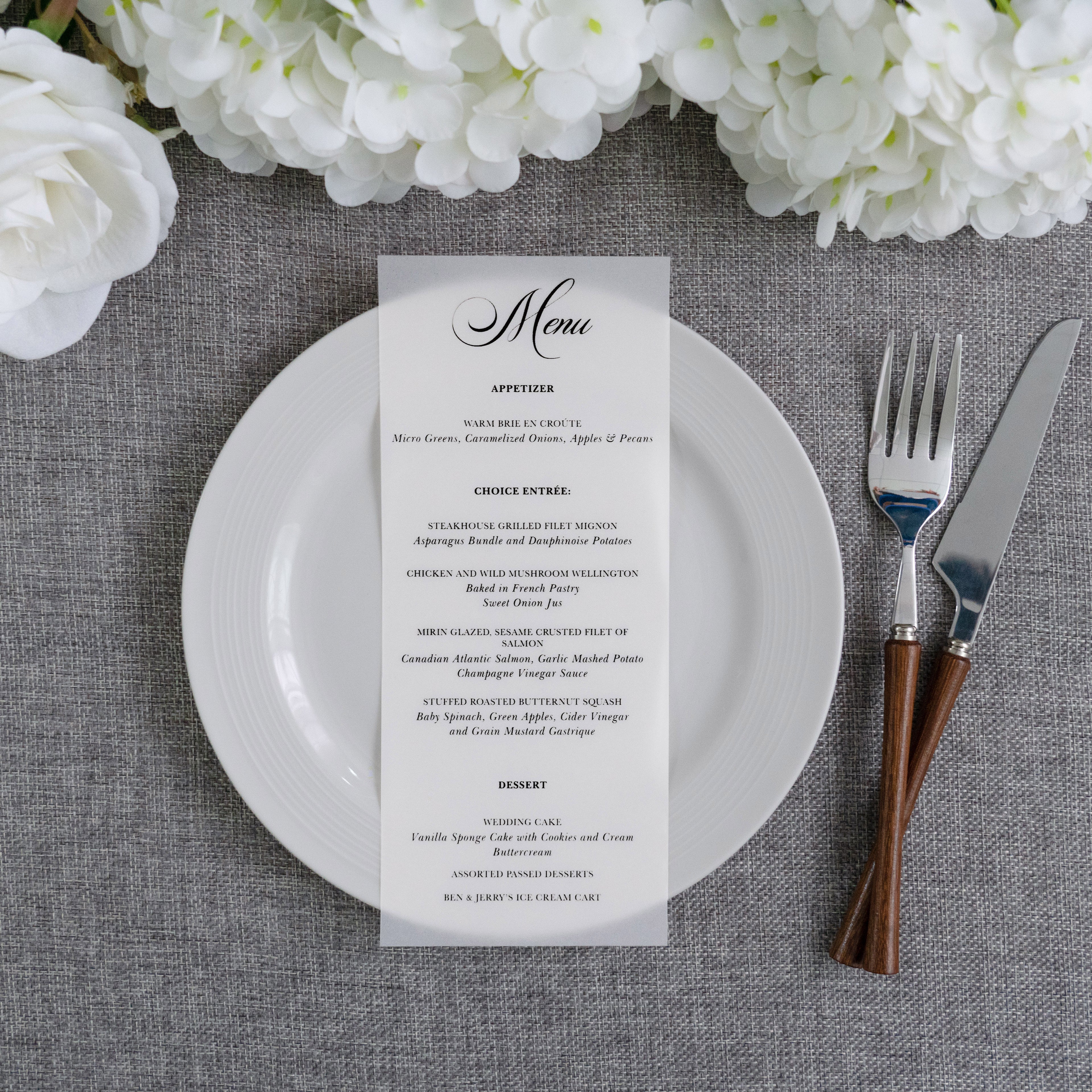 PONATIA Vellum Wedding Menu