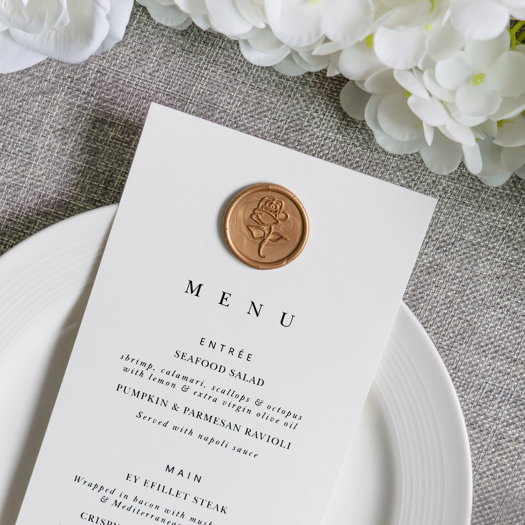 PONATIA White Paper Wedding Menu