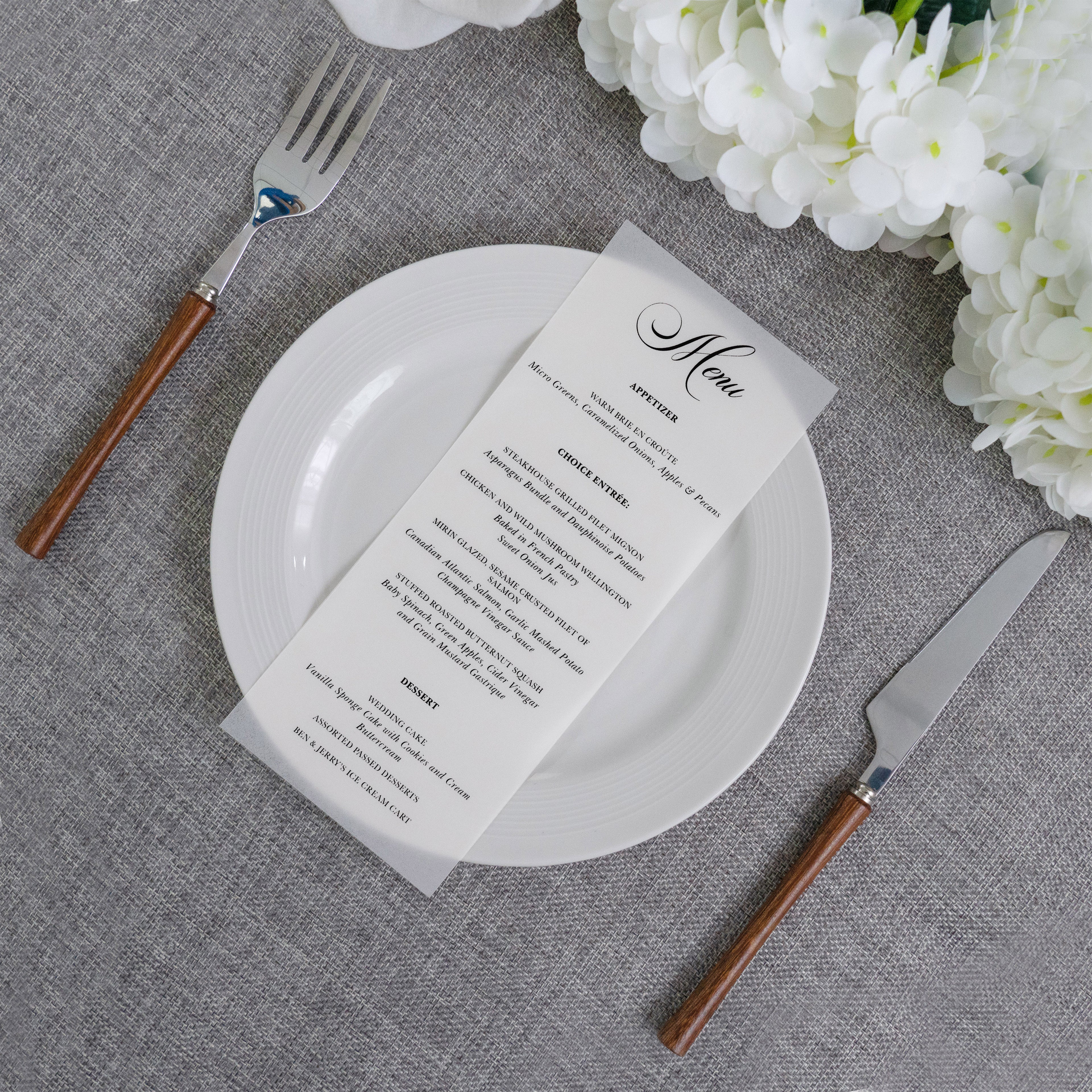 PONATIA Vellum Wedding Menu