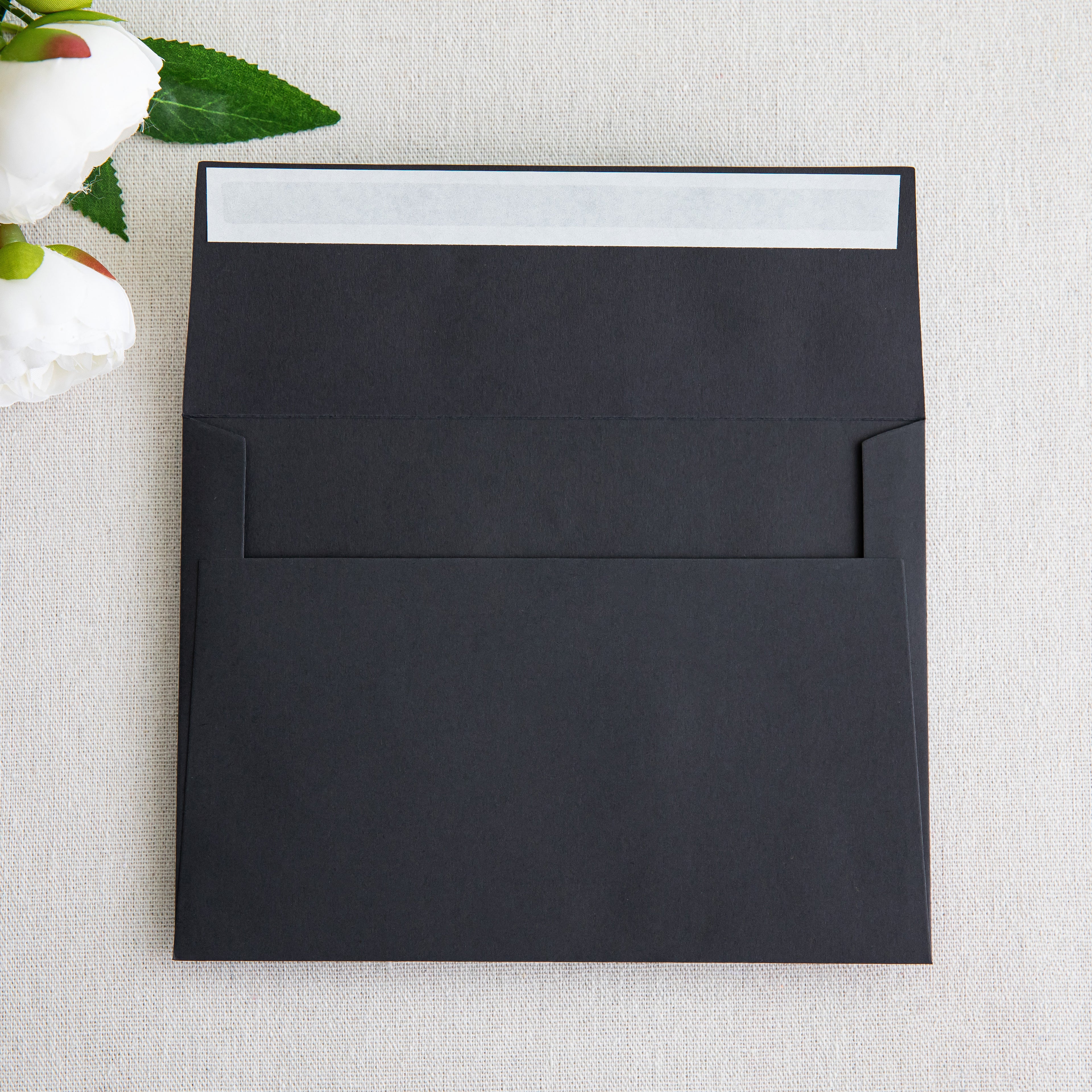 PONATIA 50 Pieces 5x7 Black Envelopes, A7 Envelopes Self Seal for Weddings, Invitation Cards