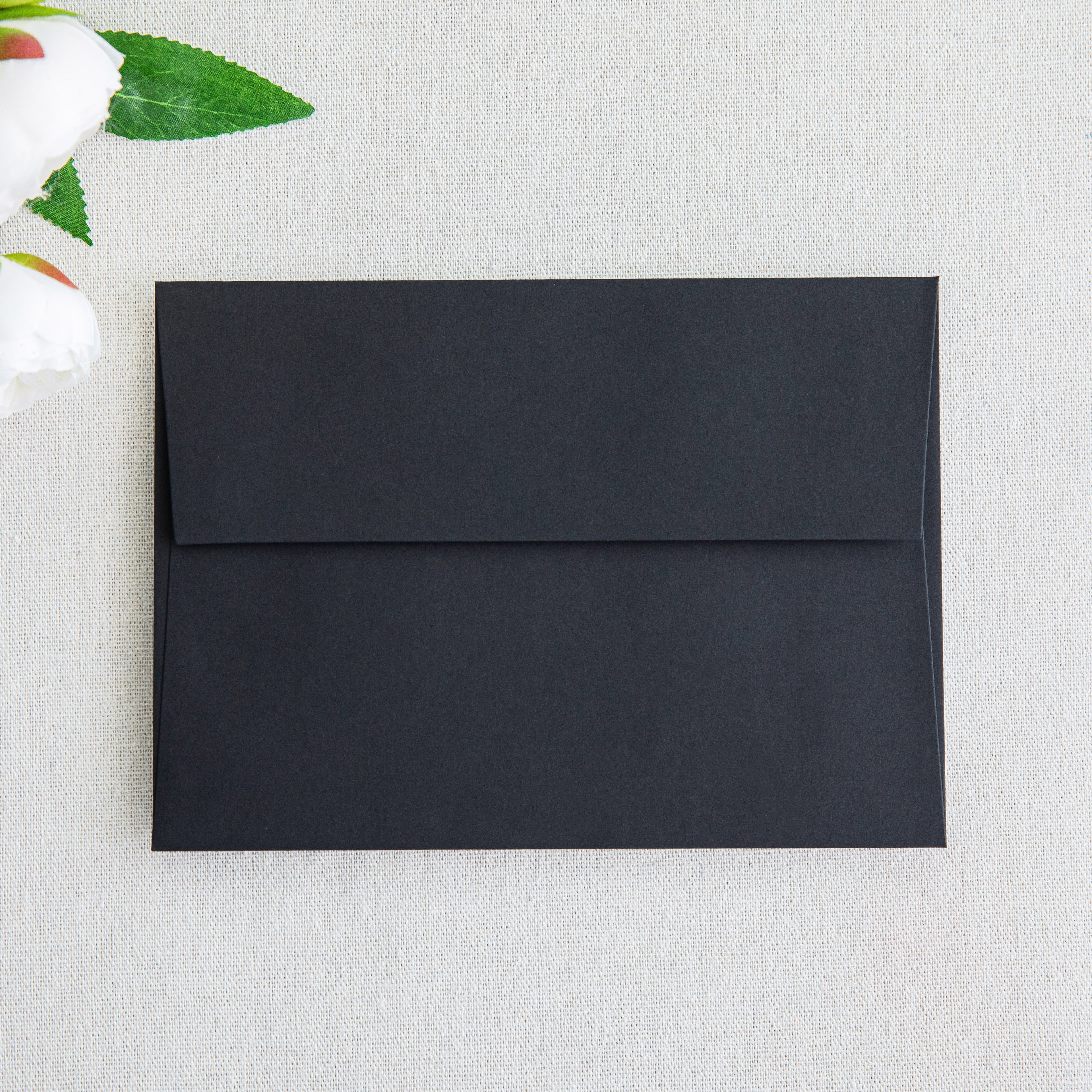 PONATIA 50 Pieces 5x7 Black Envelopes, A7 Envelopes Self Seal for Weddings, Invitation Cards