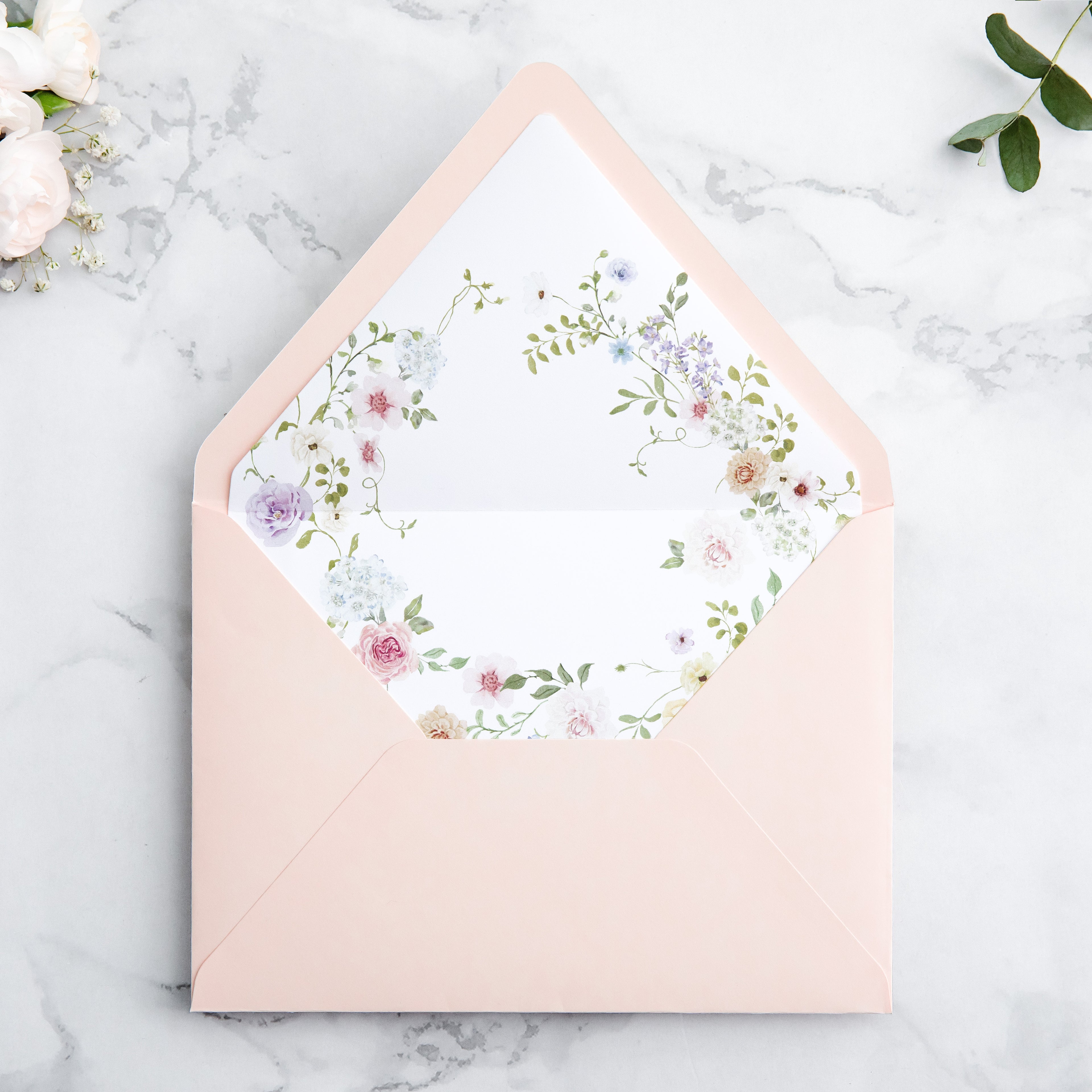 PONATIA 50 Pieces Blush Pink Liner Euro Flap Envelopes for  Wedding Invitation Card