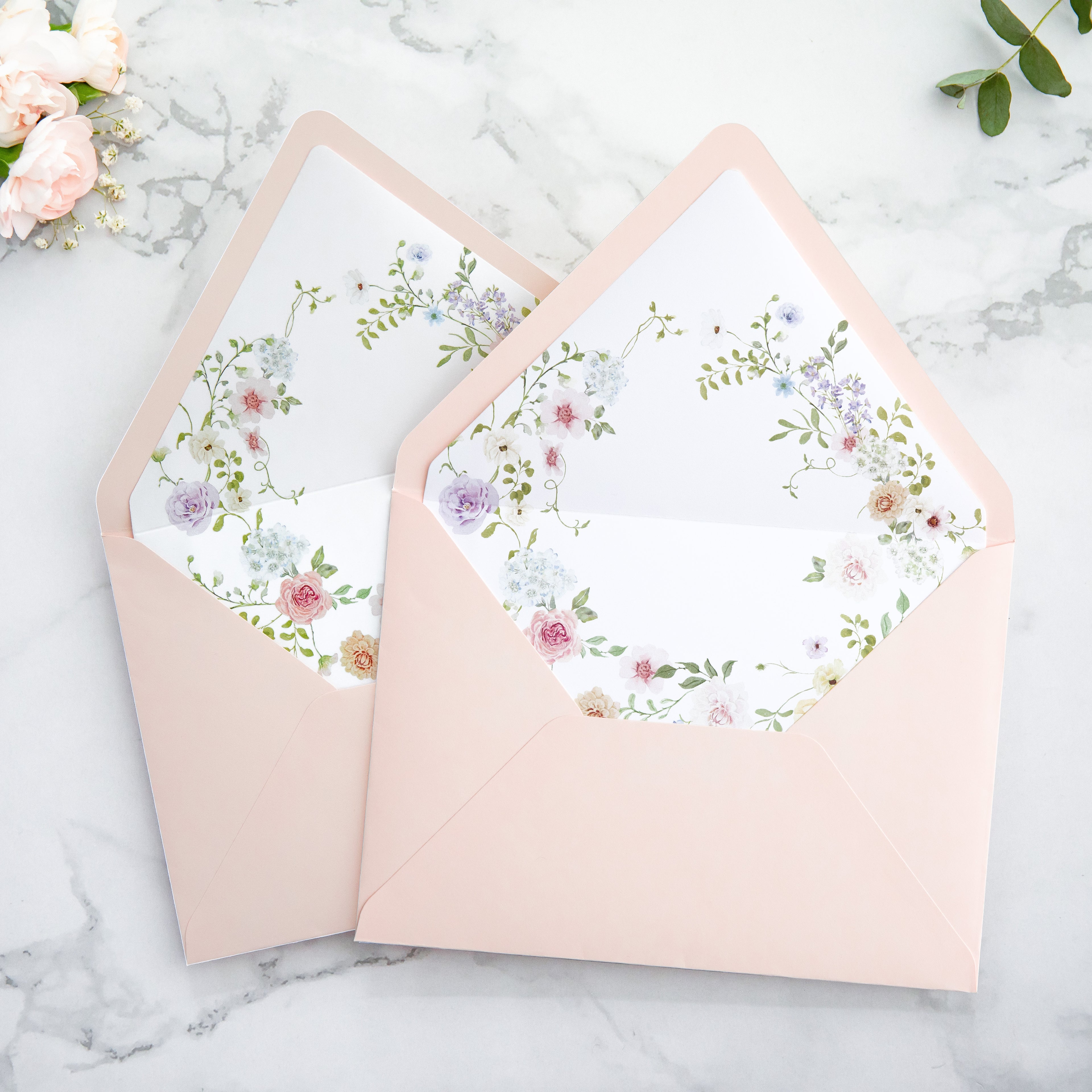 PONATIA 50 Pieces Blush Pink Liner Euro Flap Envelopes for  Wedding Invitation Card