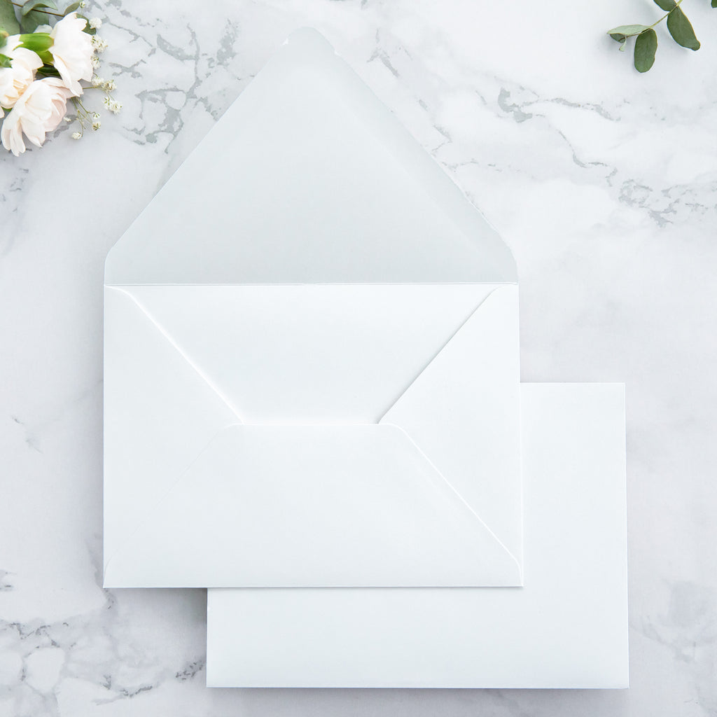 PONATIA 50 Pieces White Euro Flap Envelopes for  Wedding Invitation Card