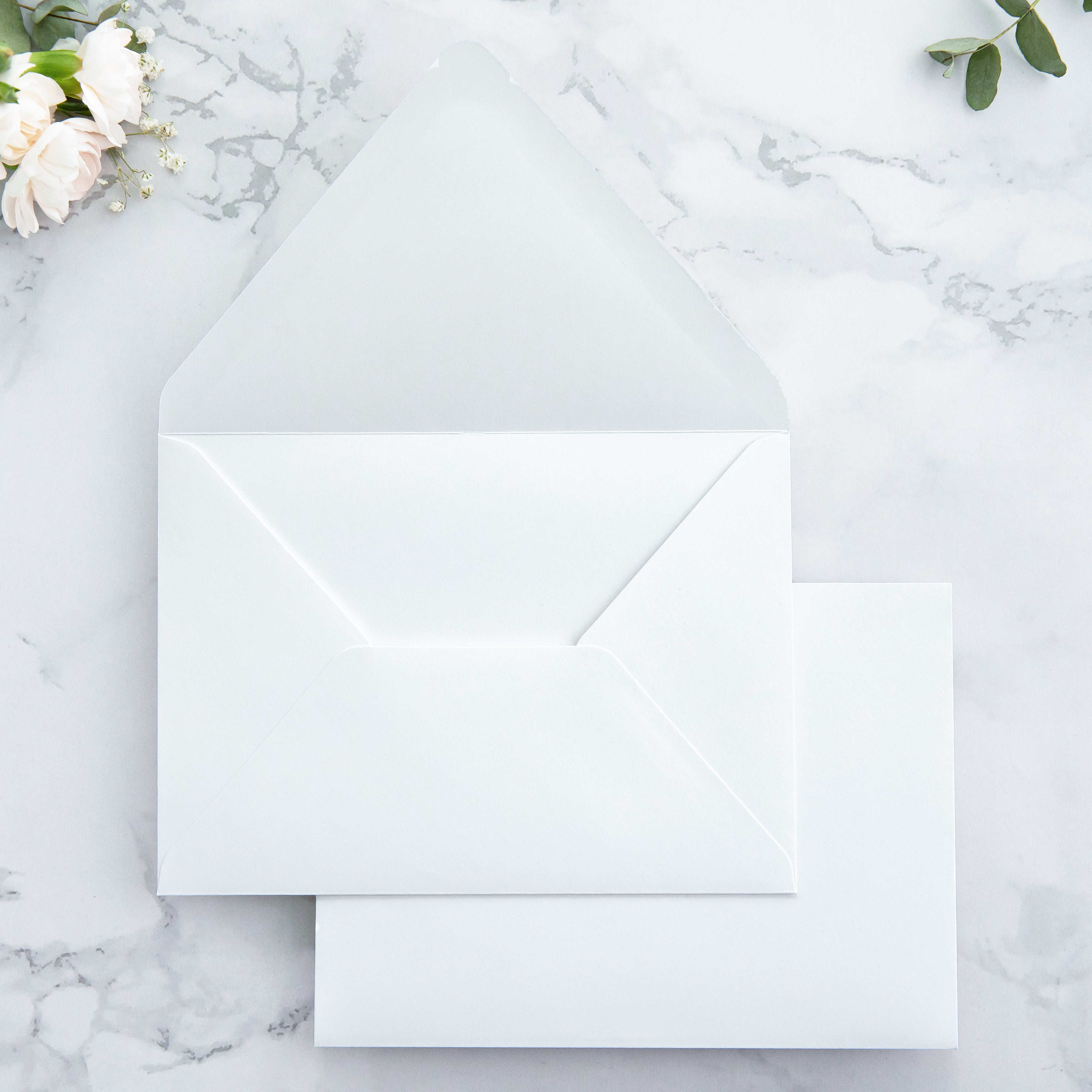 PONATIA 50 Pieces White Euro Flap Envelopes for  Wedding Invitation Card