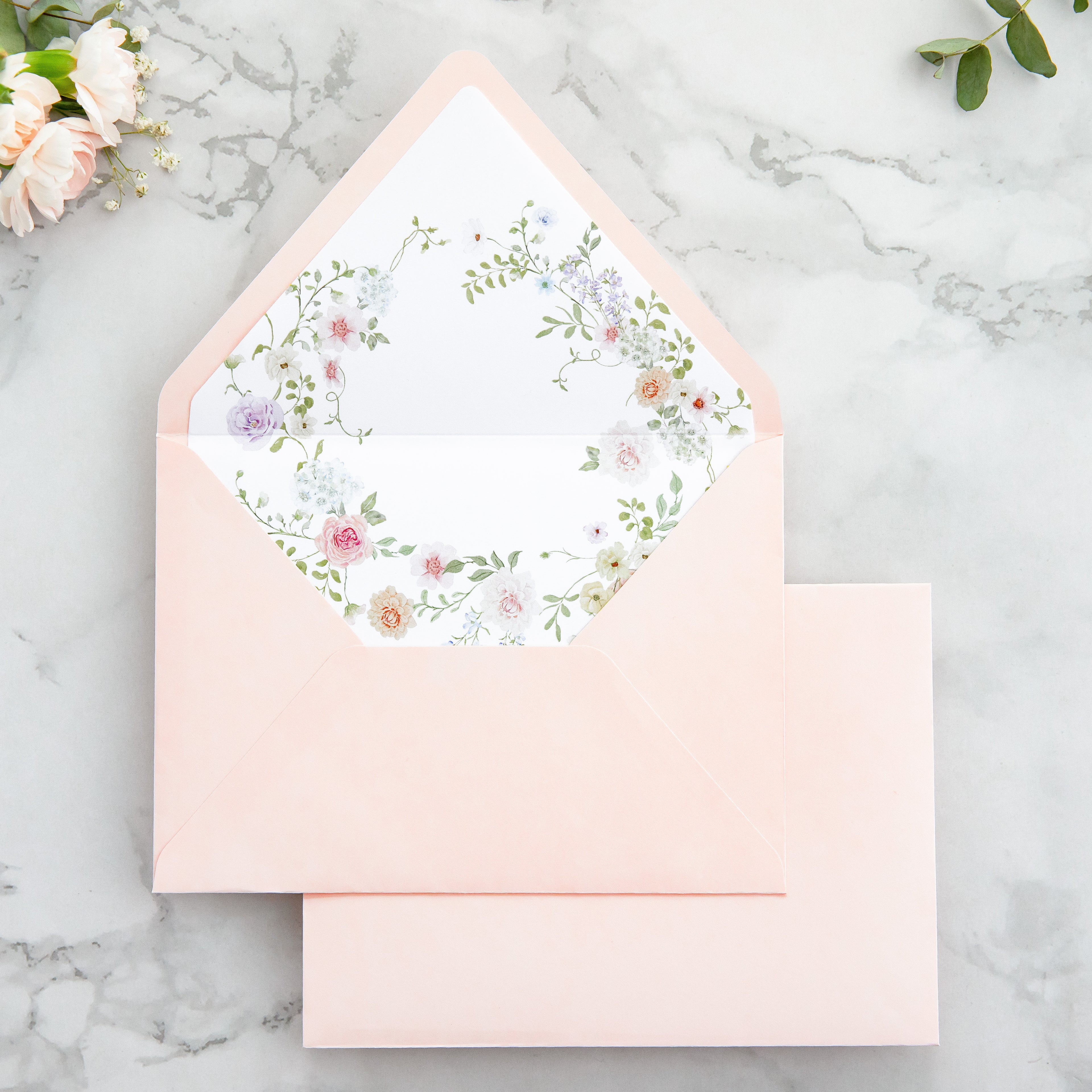 PONATIA 50 Pieces Blush Pink Liner Euro Flap Envelopes for  Wedding Invitation Card