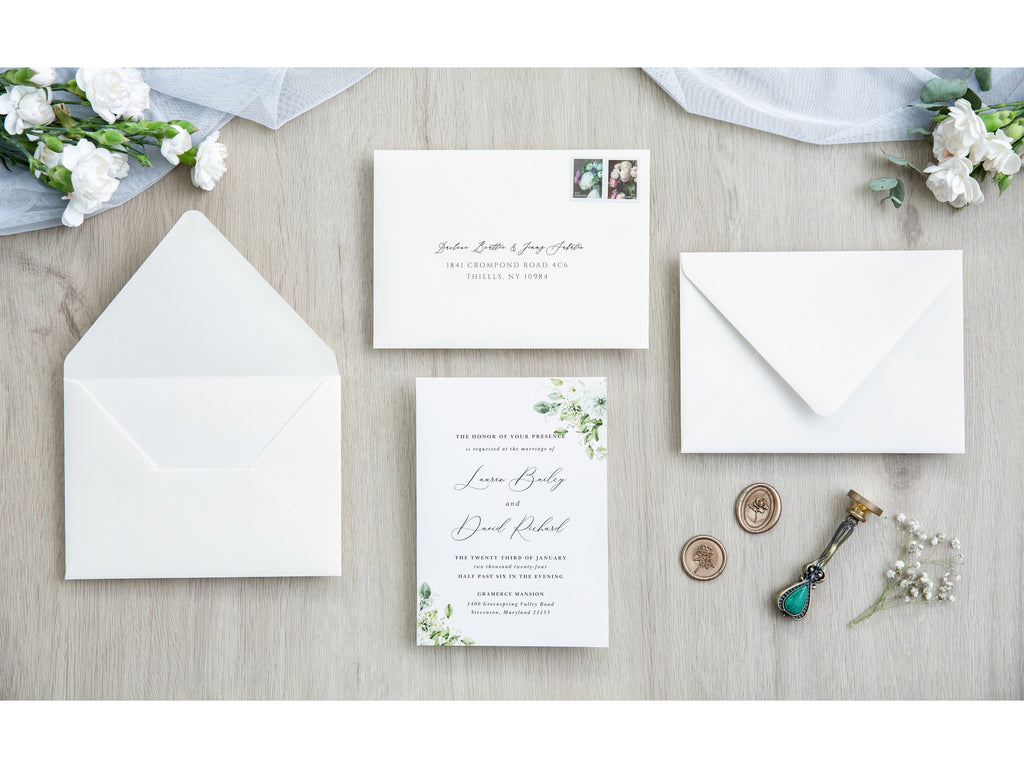 PONATIA 50 Pieces Ivory Euro Flap Envelopes for  Wedding Invitation Card