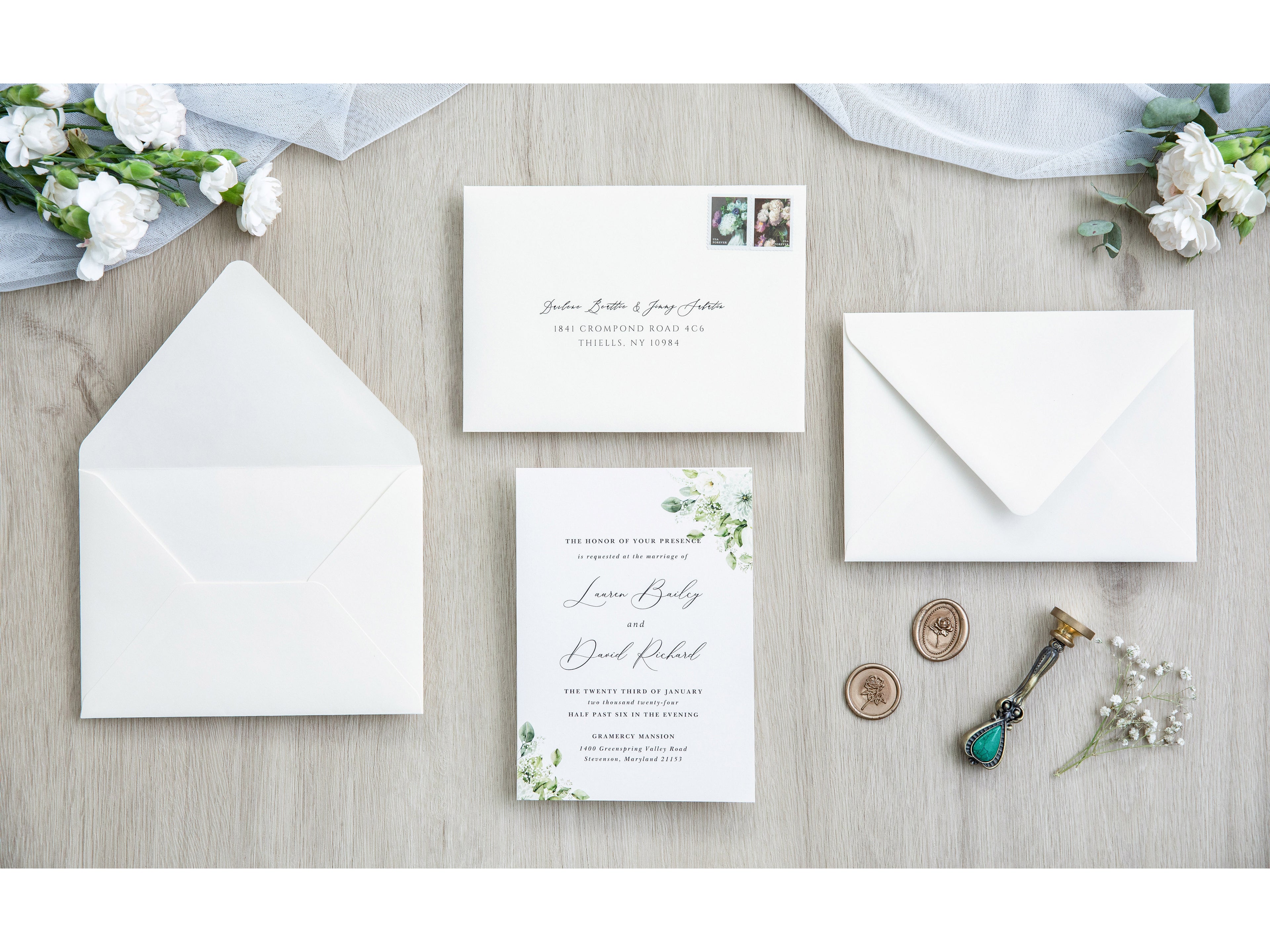 PONATIA 50 Pieces Ivory Euro Flap Envelopes for  Wedding Invitation Card