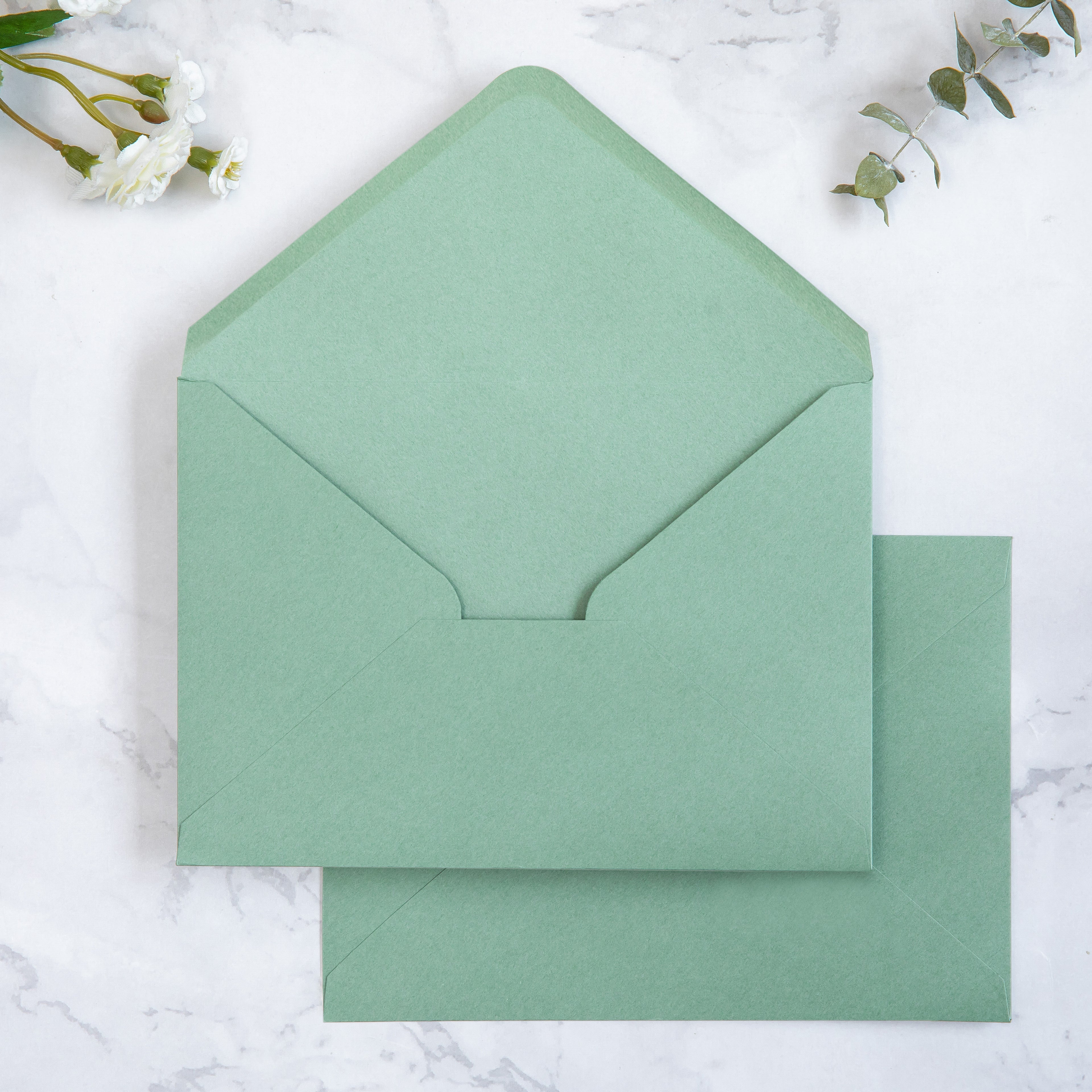 PONATIA 50 Pcs A7 Light Sage Green Envelopes for 5x7 Weddings Invitation Cards
