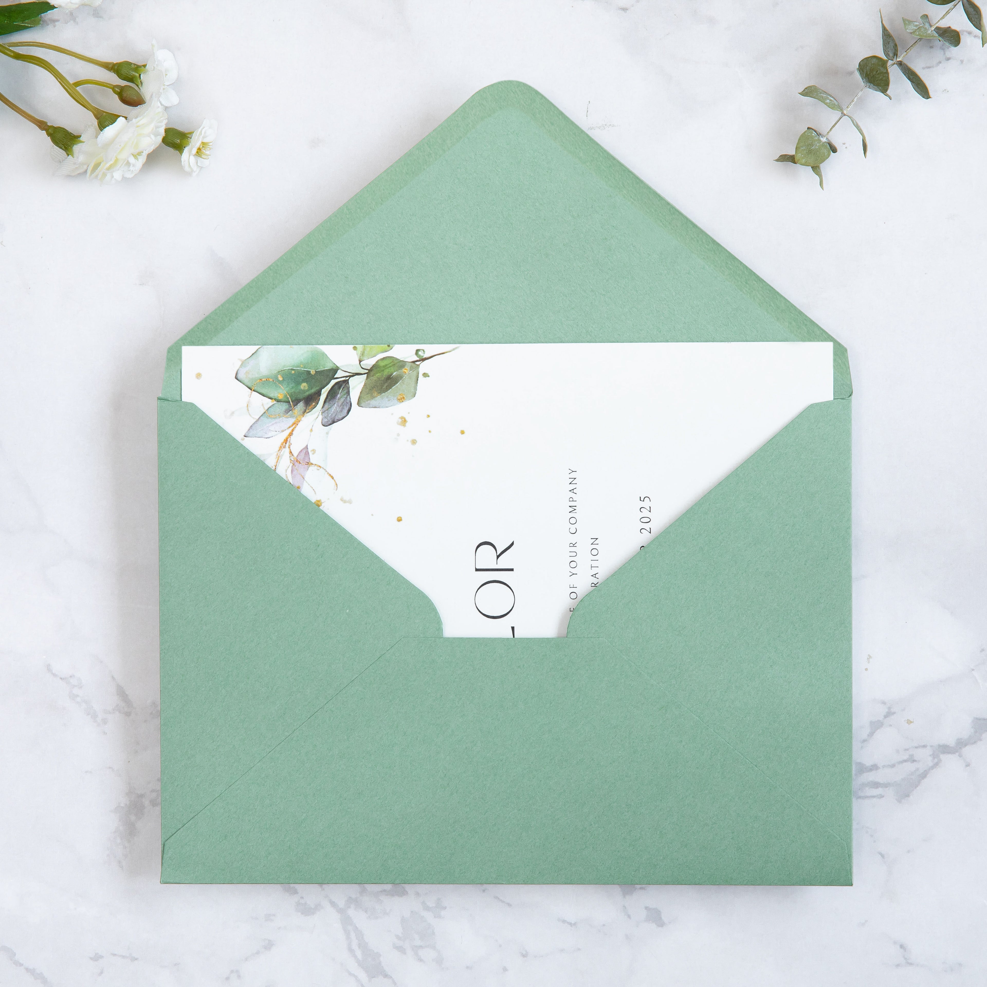 PONATIA 50 Pcs A7 Light Sage Green Envelopes for 5x7 Weddings Invitation Cards