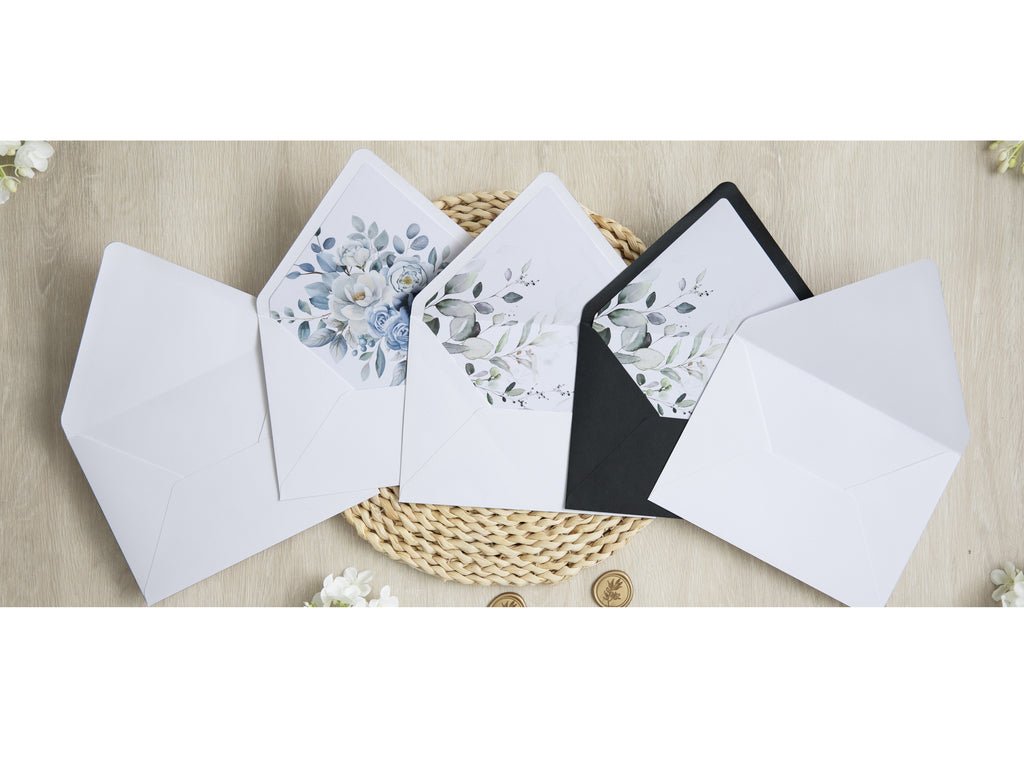 PONATIA 50 Pieces Black Liner Euro Flap Envelopes for  Wedding Invitation Card