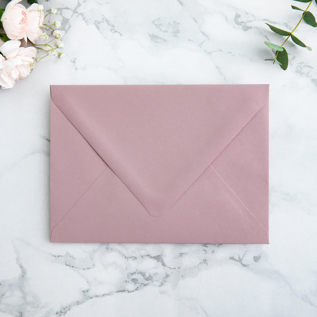 PONATIA 50 Pieces Dusty Rose Floral Liner Euro Flap Envelopes for  Wedding Invitation Card